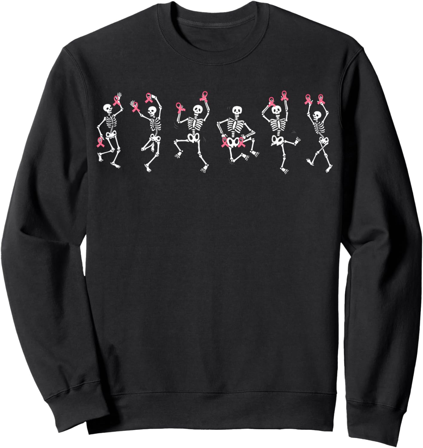 Skeleton Pink Ribbon Breast Cancer Men Kids Sweatshirt - Sweatshirt | Black