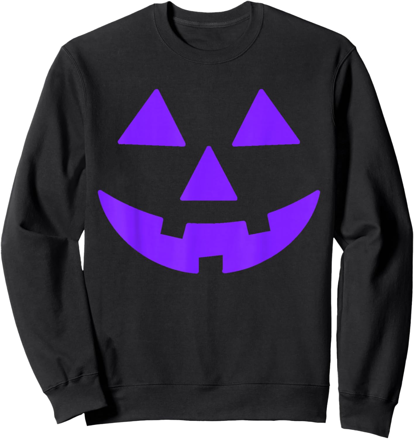 Jack O Lantern Scary Carved Pumpkin Face Halloween Purple Sweatshirt - Sweatshirt | Black