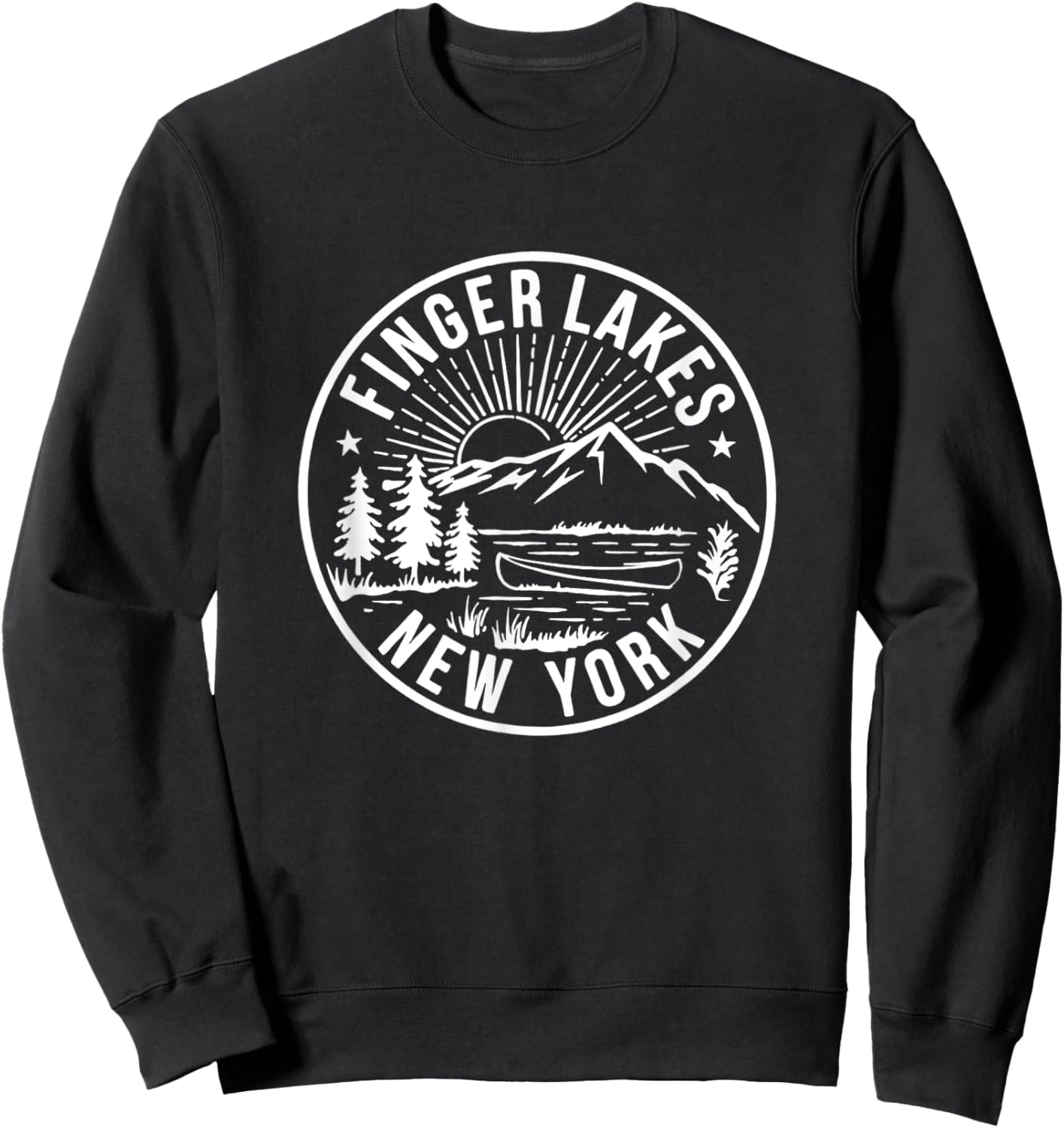 Finger Lakes New York Vintage Lake Life Sweatshirt - Sweatshirt | Black