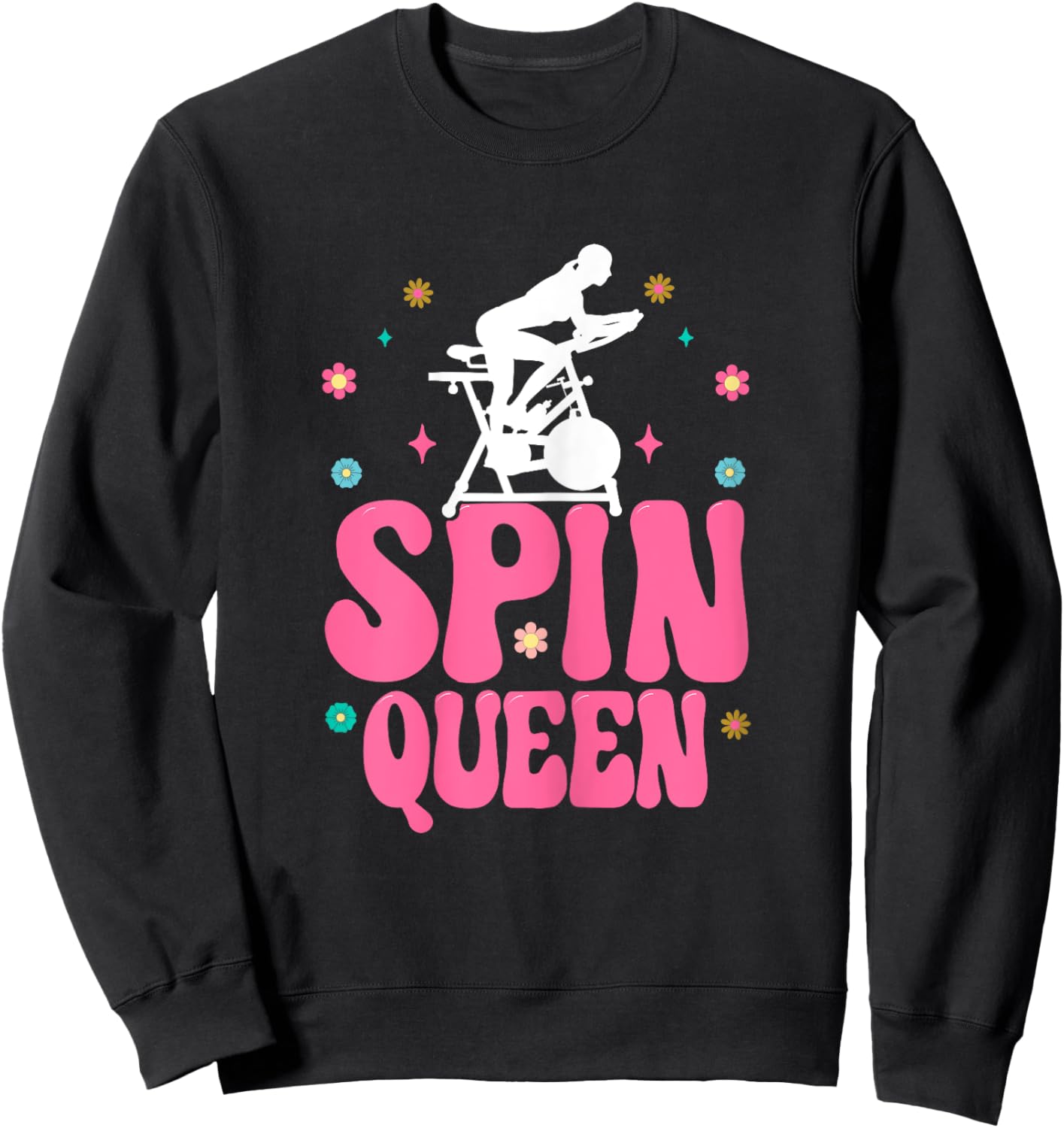 Spin Queen Funny Indoor Cycle Bike Spinning Girls Cycling Sweatshirt - Sweatshirt | Black