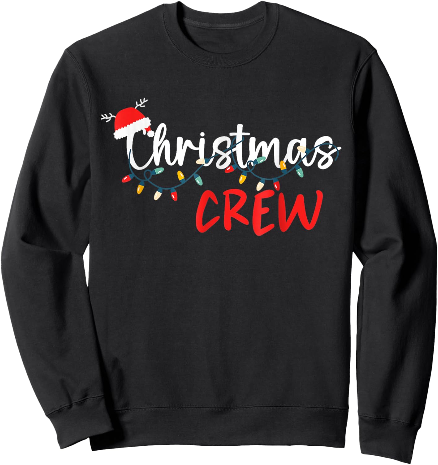 Christmas Crew Xmas Lights Family Matching Pajamas Holiday Sweatshirt - Sweatshirt | Black