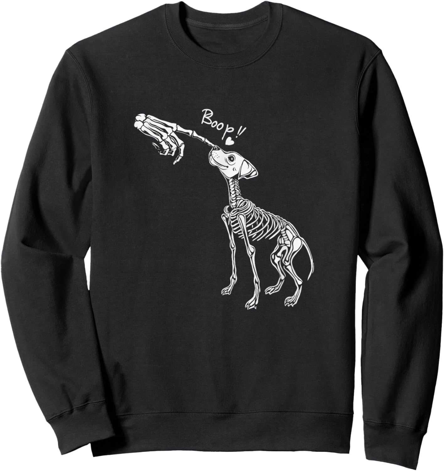 Funny Dog Skeleton Hand Boop Halloween Puppy Dog Sweatshirt - Sweatshirt | Black