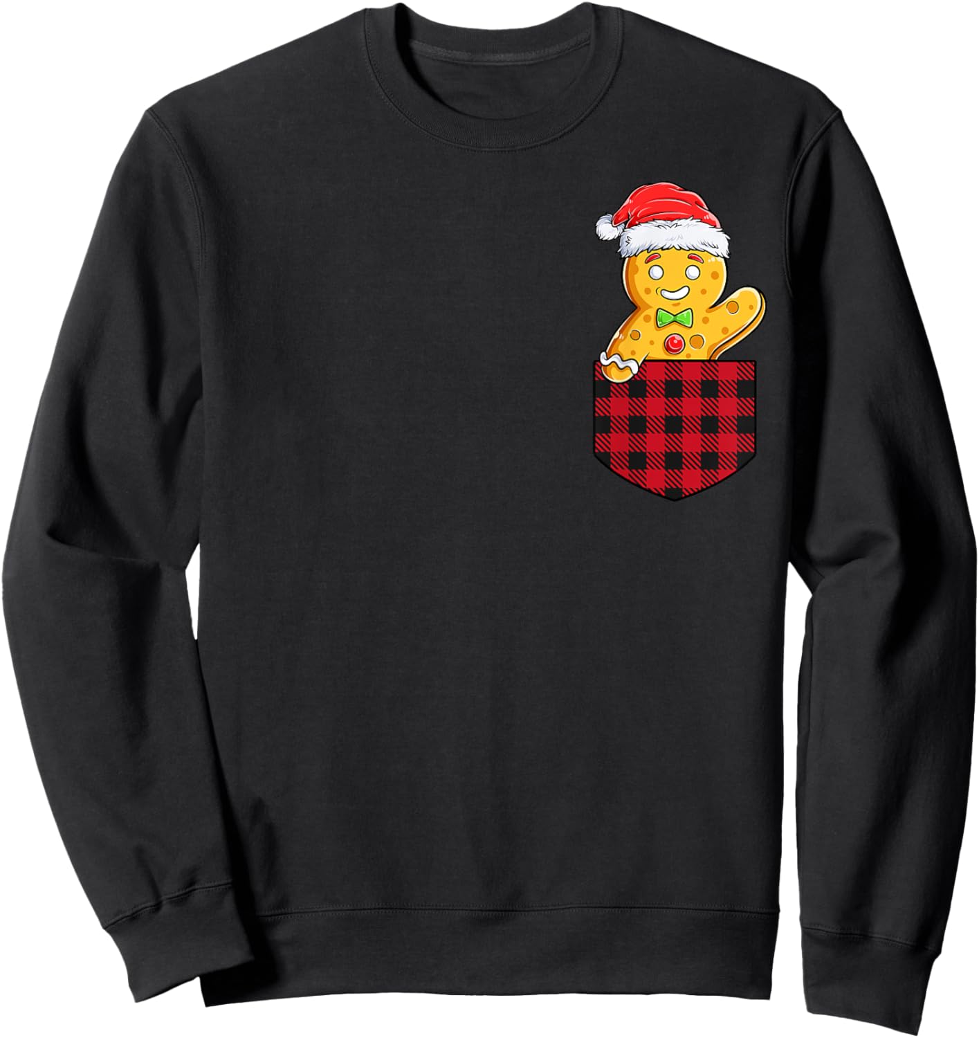 Gingerbread Man In Pocket Funny Christmas Cookie Baker Xmas Sweatshirt - Sweatshirt | Black