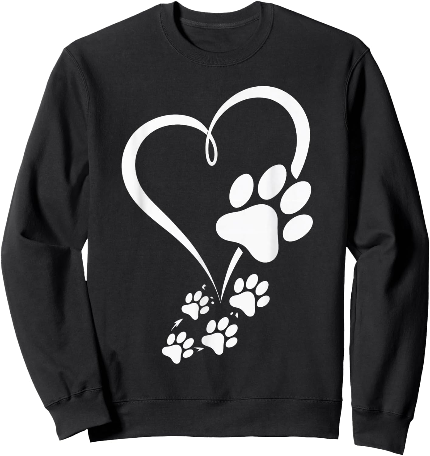 Dog Paw Heart Love Paws Pet Animal Paw Print Women Sweatshirt - Sweatshirt | Black
