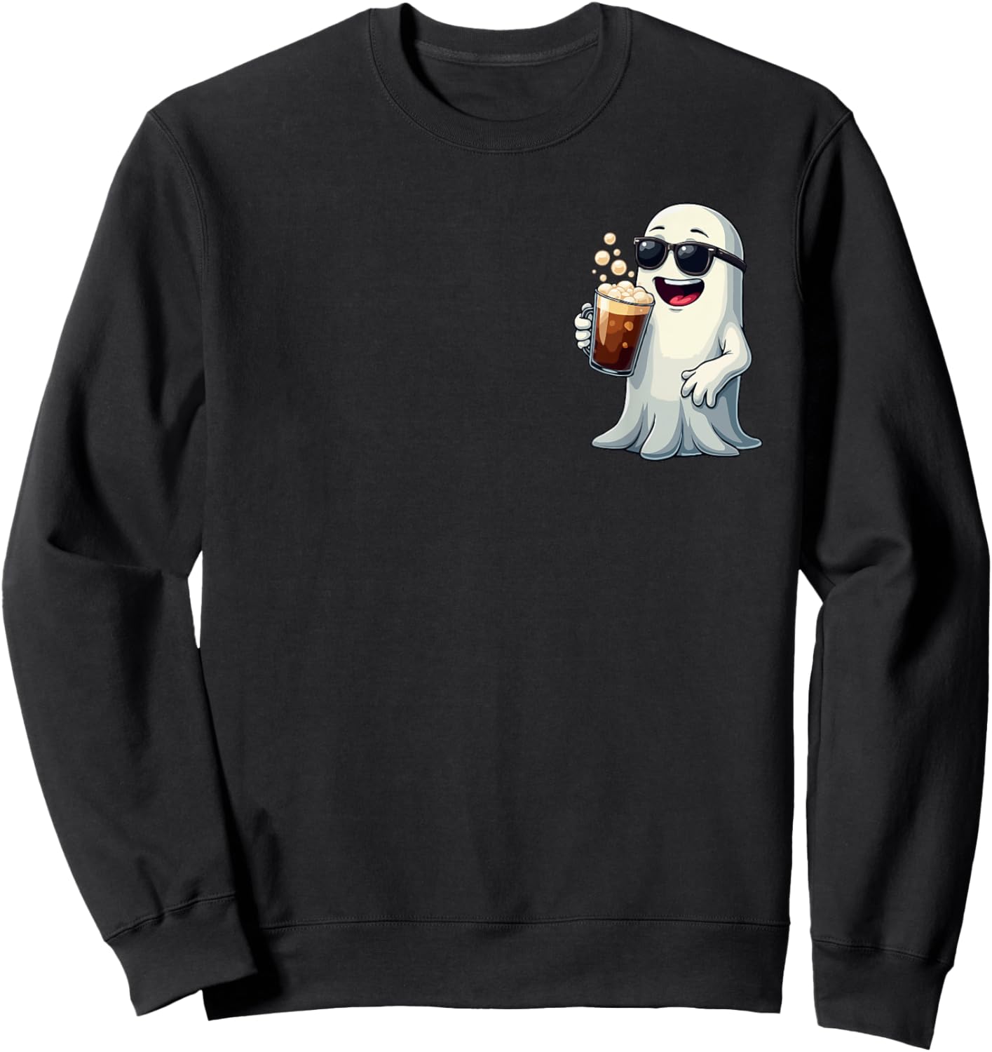 Ghost Drinking Coffee Funny Halloween Costume Coffee Lover Sweatshirt - Sweatshirt | Black
