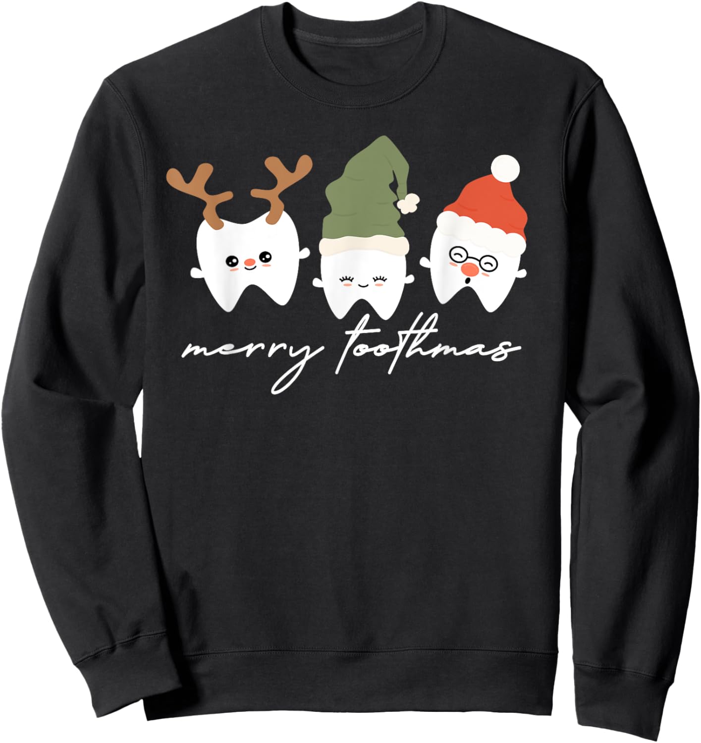 Merry Toothmas Dental Hygienist Christmas Dental Hygiene Sweatshirt - Sweatshirt | Black