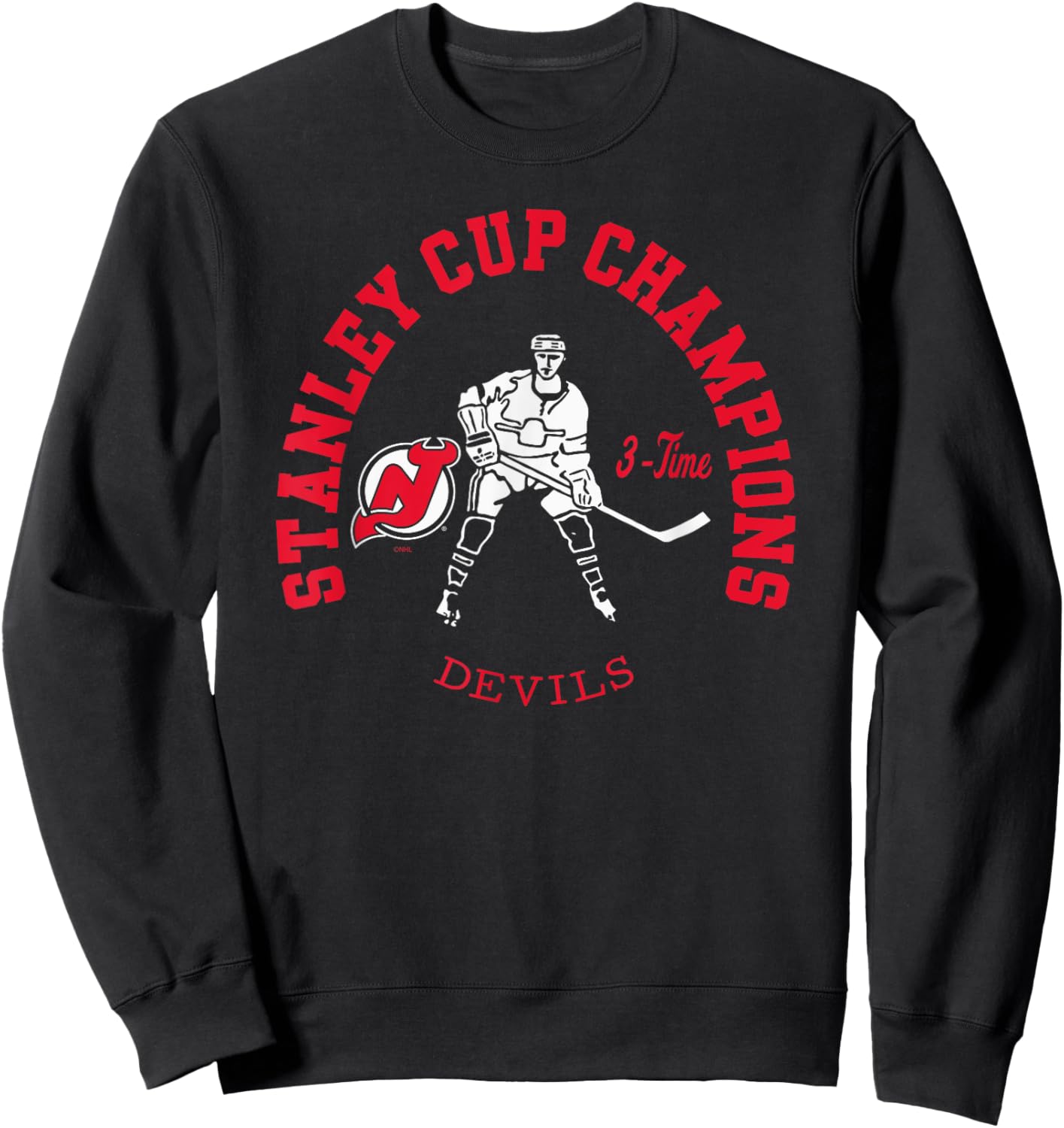 New Jersey Devils Stanley Cup Champions 3-Time Black Sweatshirt - Sweatshirt | Black
