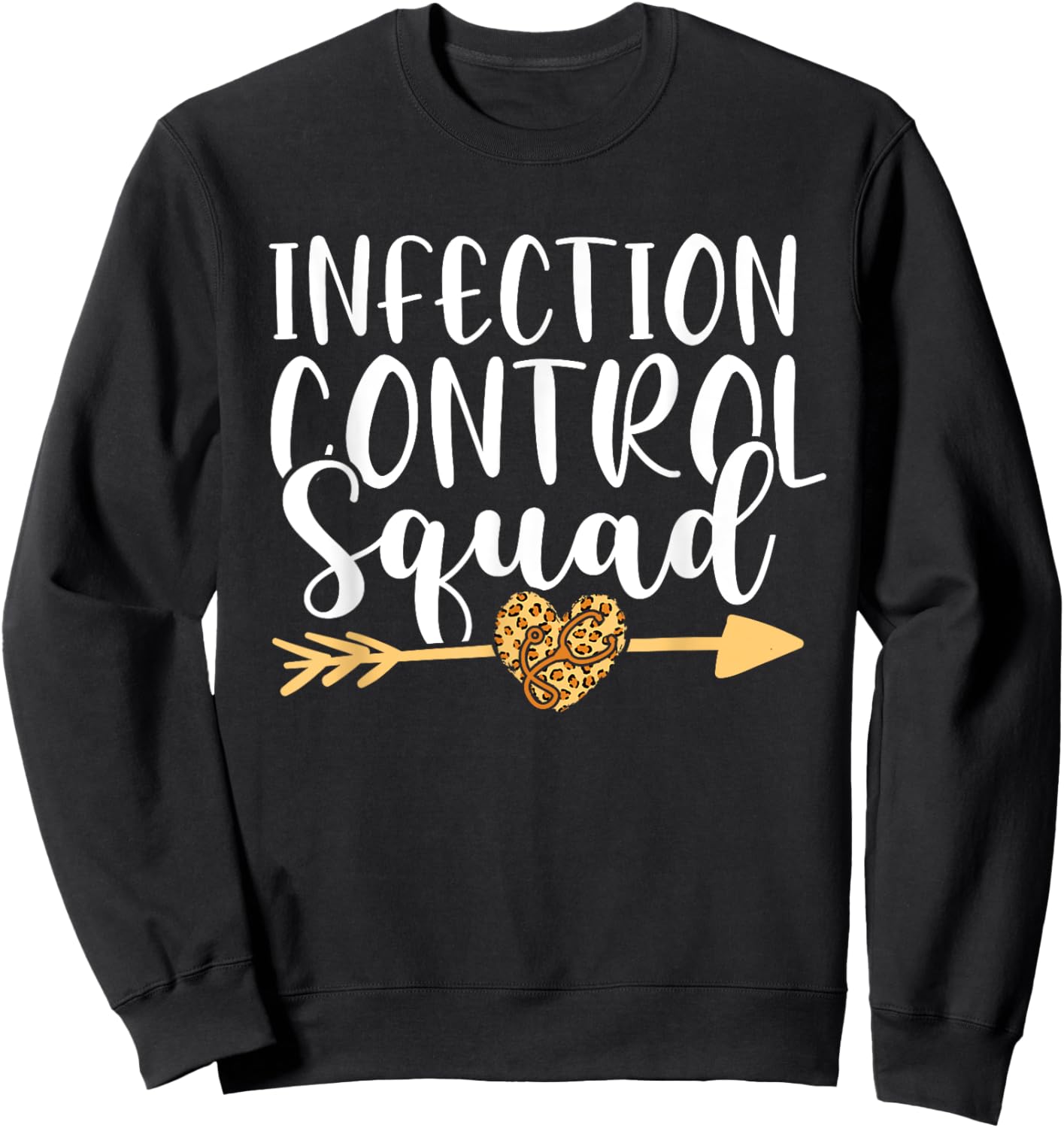 Infection Control Nurse Leopard Heart Nursing Squad RN Sweatshirt - Sweatshirt | Black