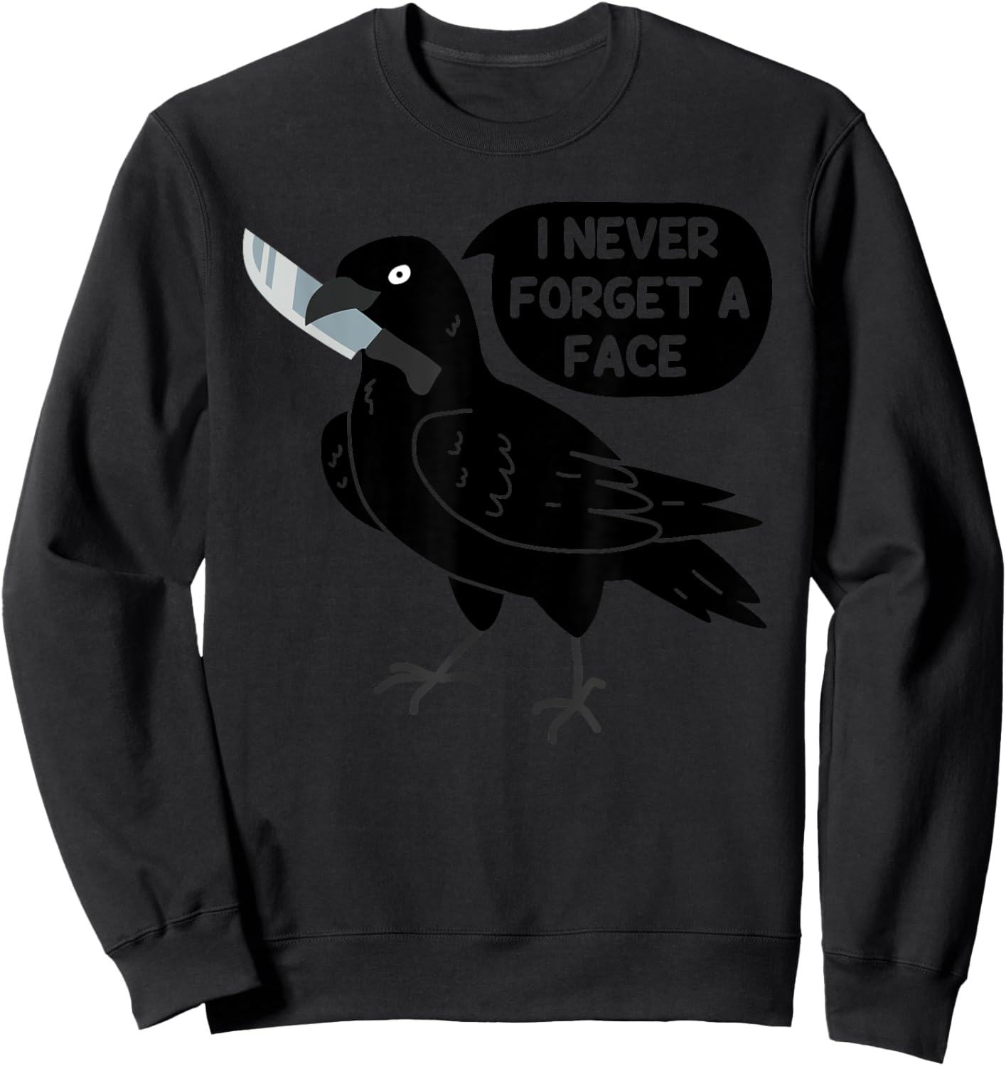 Spooky Crow With Knife Sweatshirt - Sweatshirt | Black