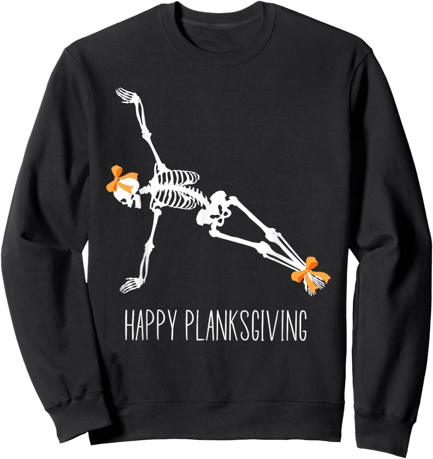 Happy Planksgiving Flowy Yoga Skeleton Thanksgiving Yoga Sweatshirt - Sweatshirt | Black