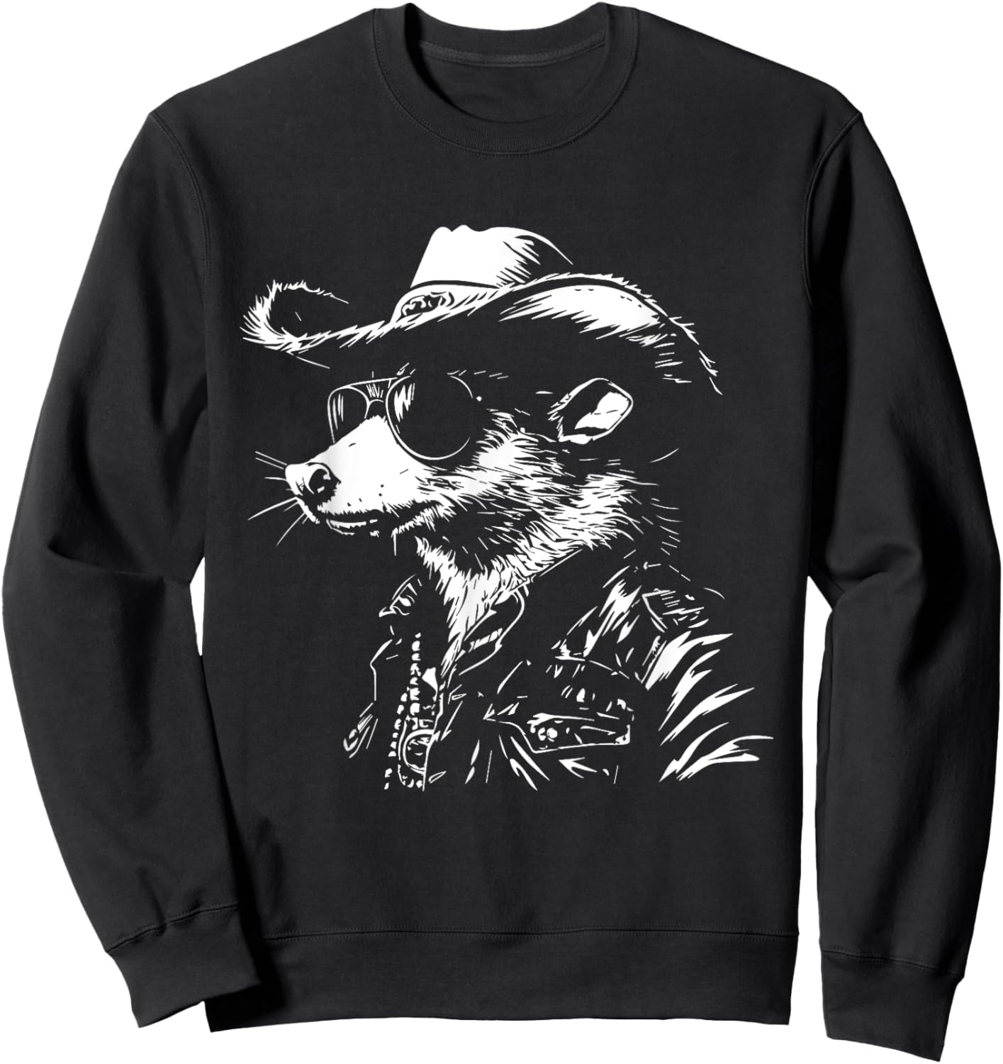 Vintage Possum Opossum Cowboy Graphic Sweatshirt - Sweatshirt | Black