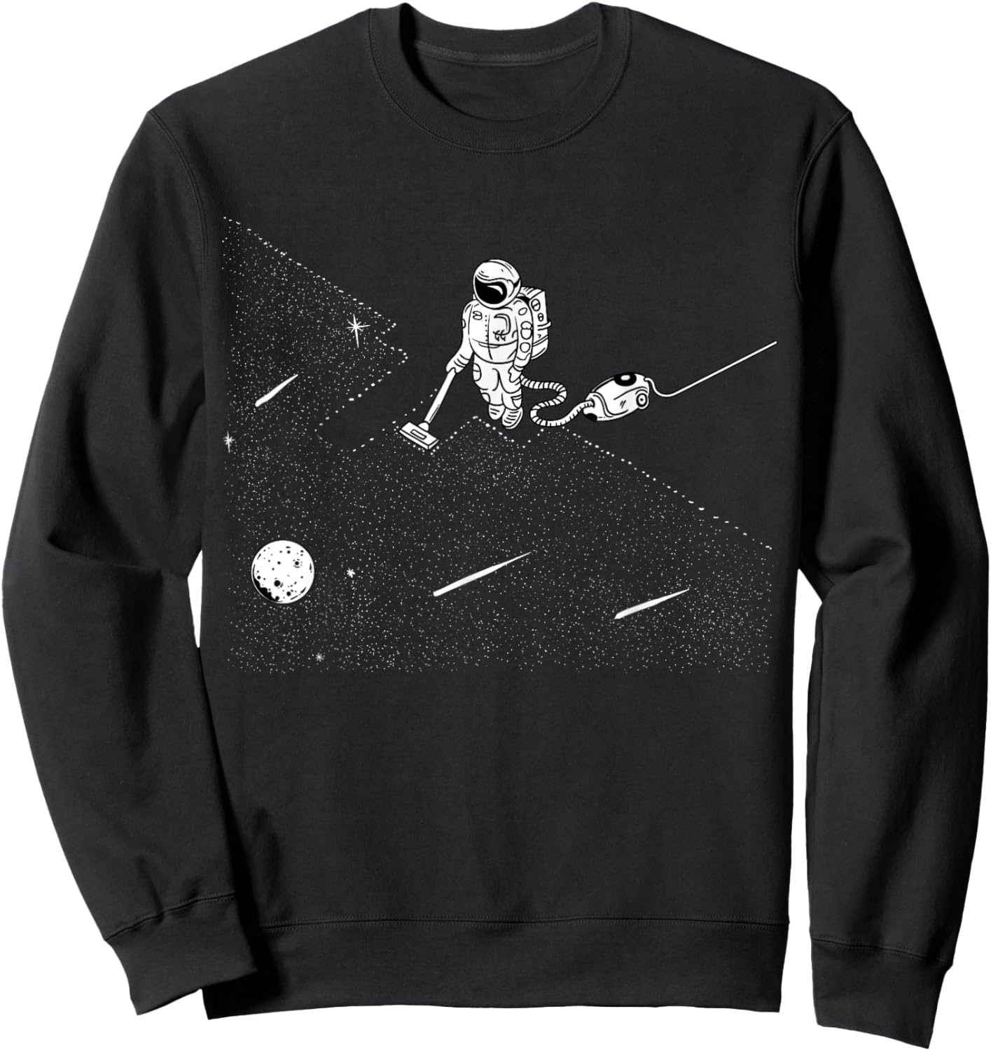 Astronaut Vacuuming the Stars to Clean Up the Space Universe Sweatshirt - Sweatshirt | Black