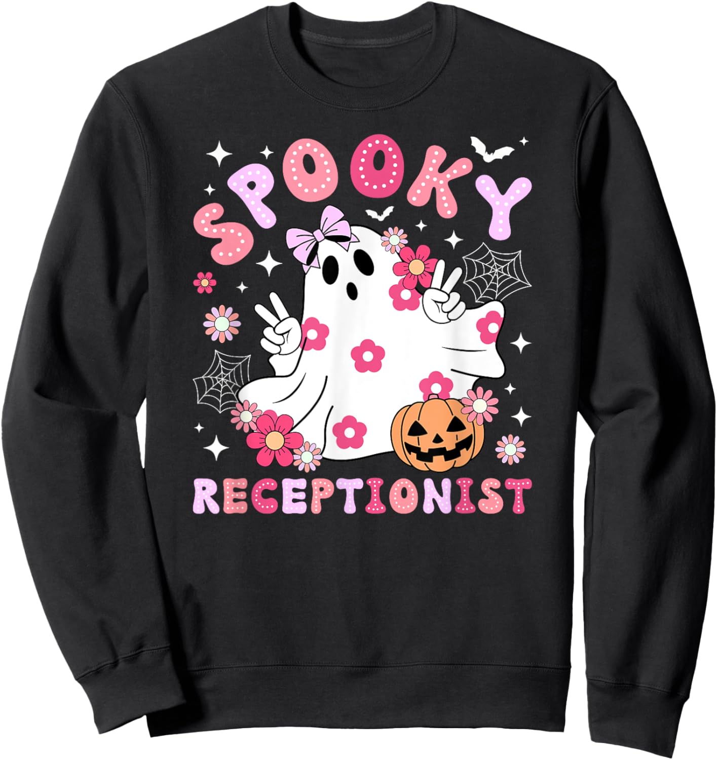 Spooky Receptionist Halloween Reception Groovy Receptionist Sweatshirt - Sweatshirt | Black