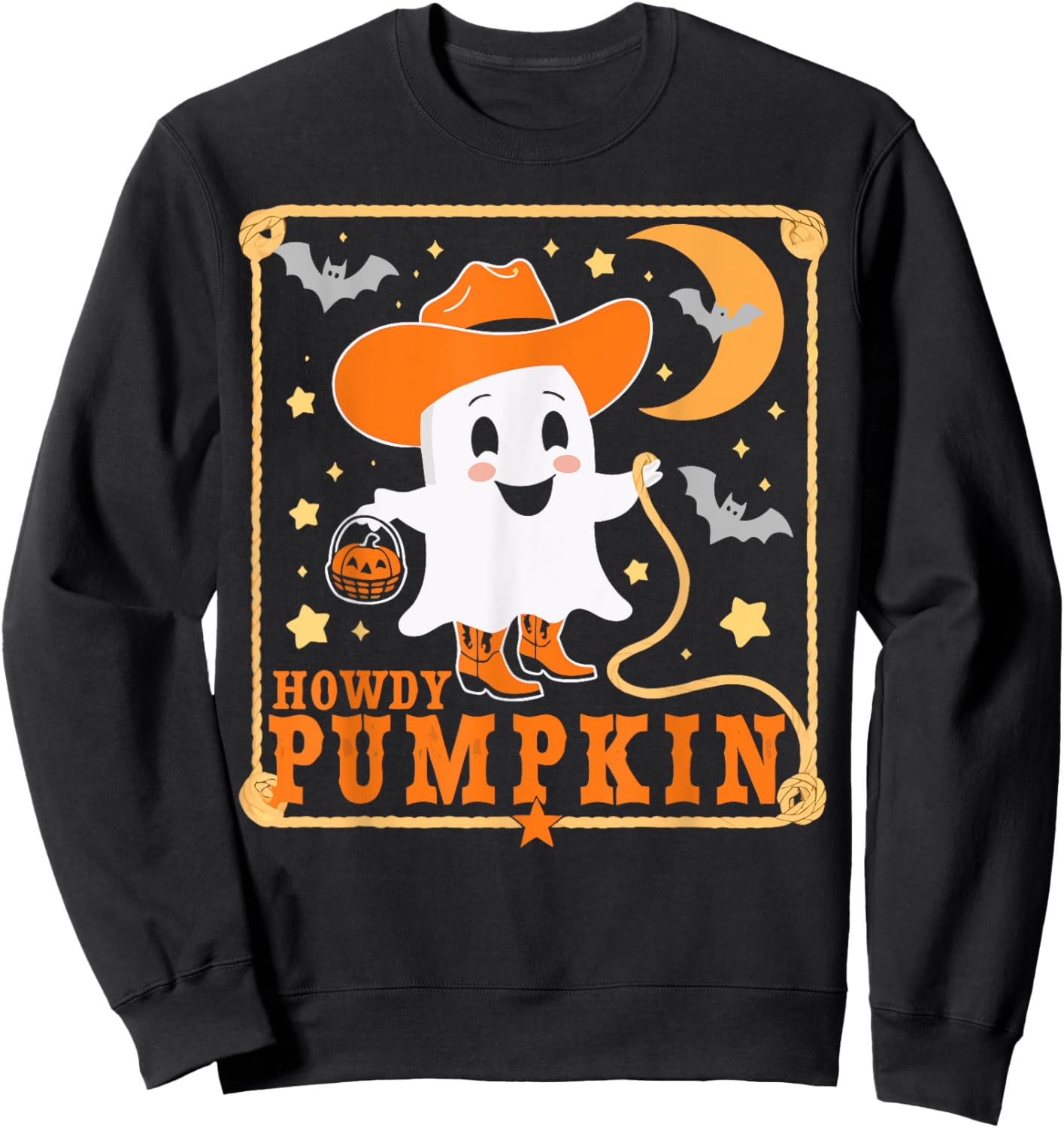 Retro Howdy Pumpkin Western Halloween Cowboy Costume Sweatshirt - Sweatshirt | Black