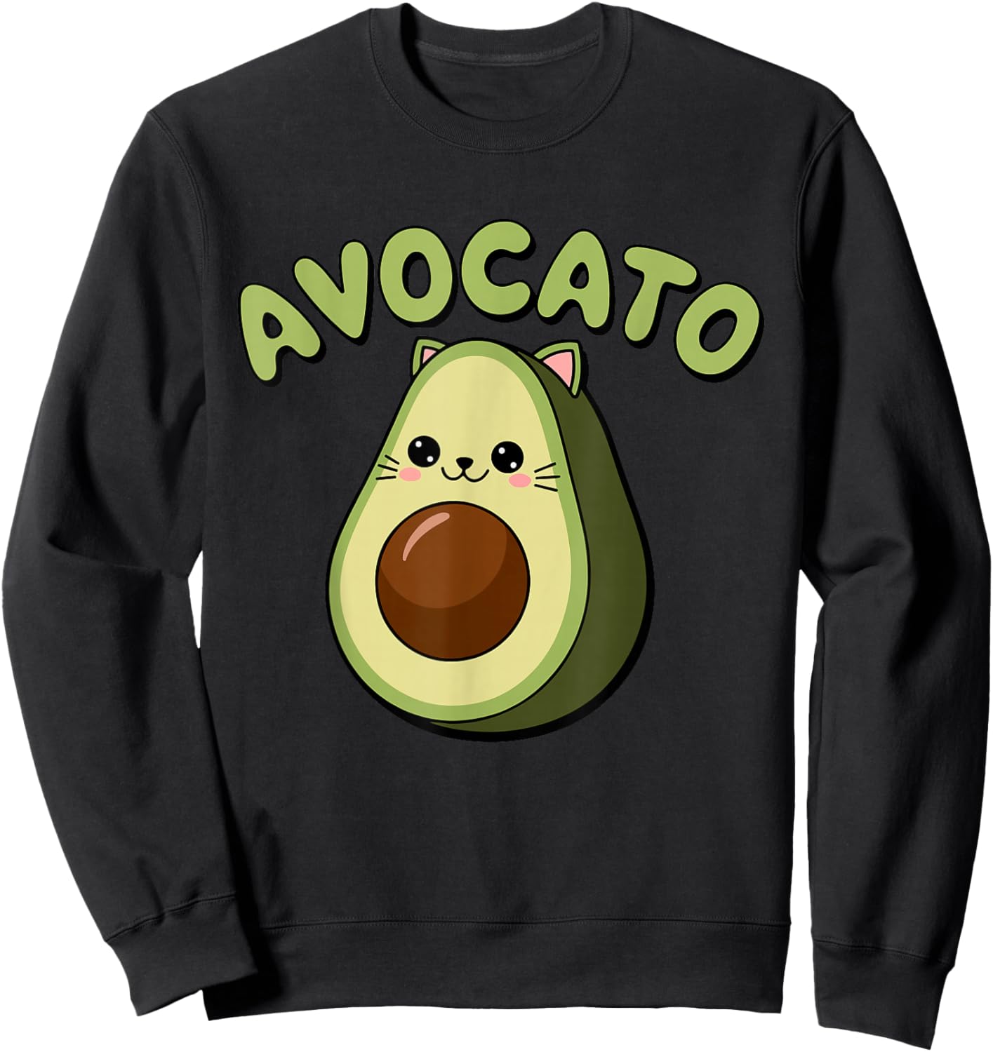 Avocato Funny Avocado Lover Cat Pun Print Men Women Kids Sweatshirt - Sweatshirt | Black