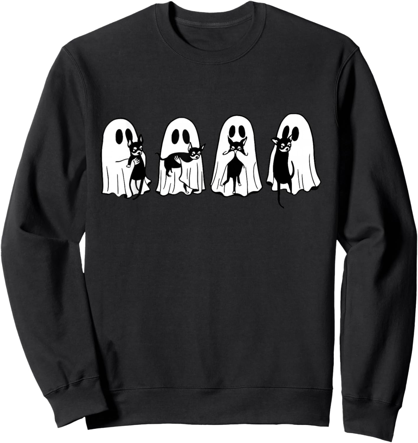 Cute Ghost Holding Chihuahua Halloween Chihuahua Lovers Sweatshirt - Sweatshirt | Black