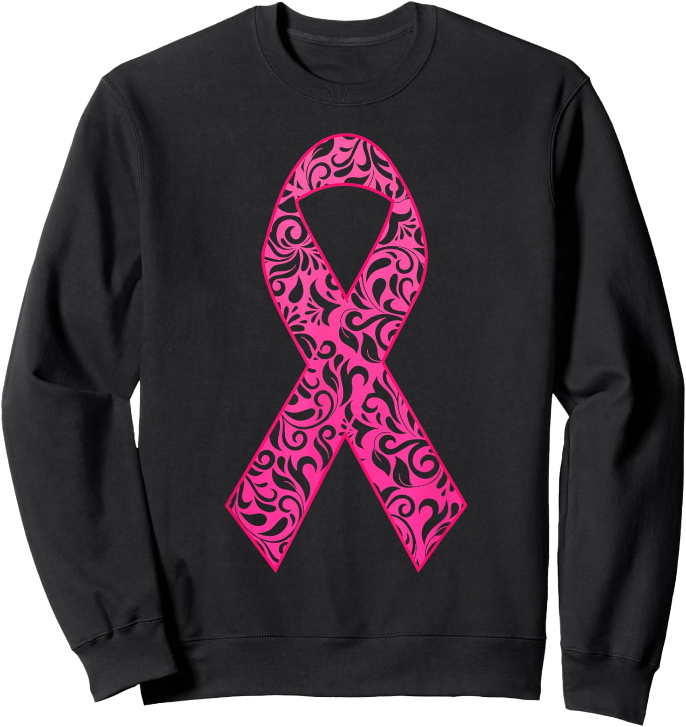 Pink Ribbon Breast Cancer Awareness Support Squads Cancer Sweatshirt - Sweatshirt | Black