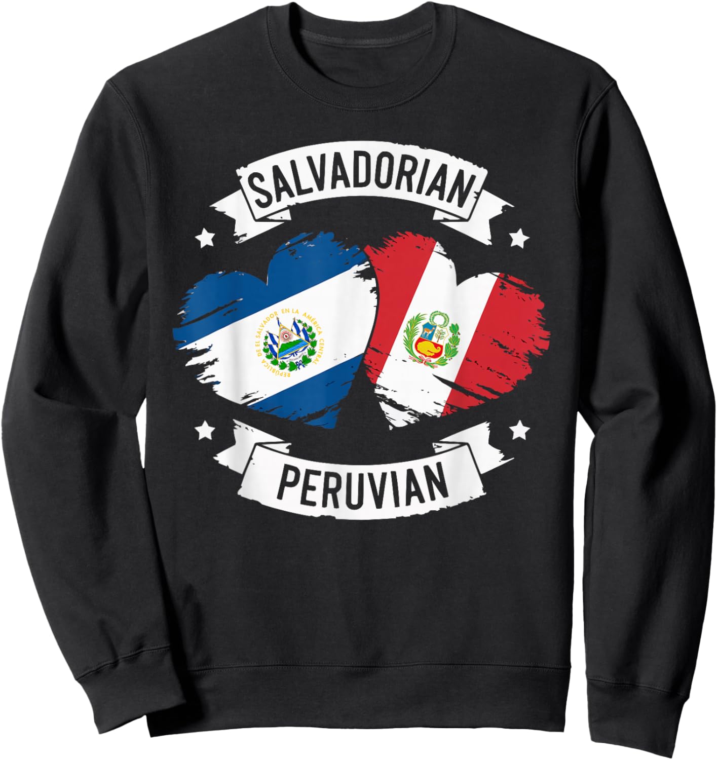 Half Salvadorian Half Peruvian Peru Flag El Salvador Sweatshirt - Sweatshirt | Black