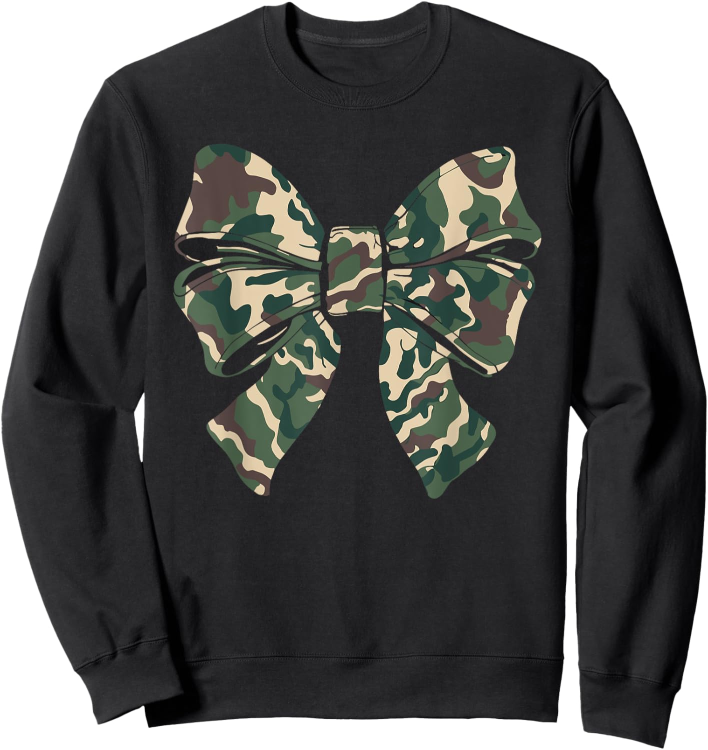 Camouflage Old Camo Bow Camo Coquette Bow Hunting Women Girl Sweatshirt - Sweatshirt | Black