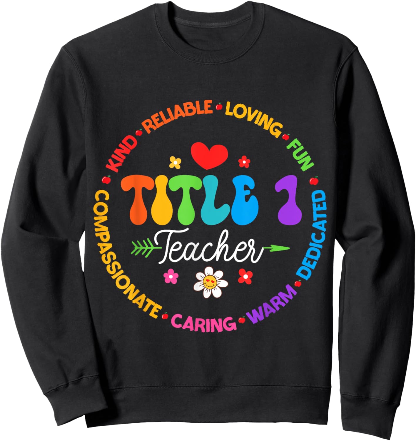 Groovy Title 1 teacher squad cute title 1 Reading Sweatshirt - Sweatshirt | Black