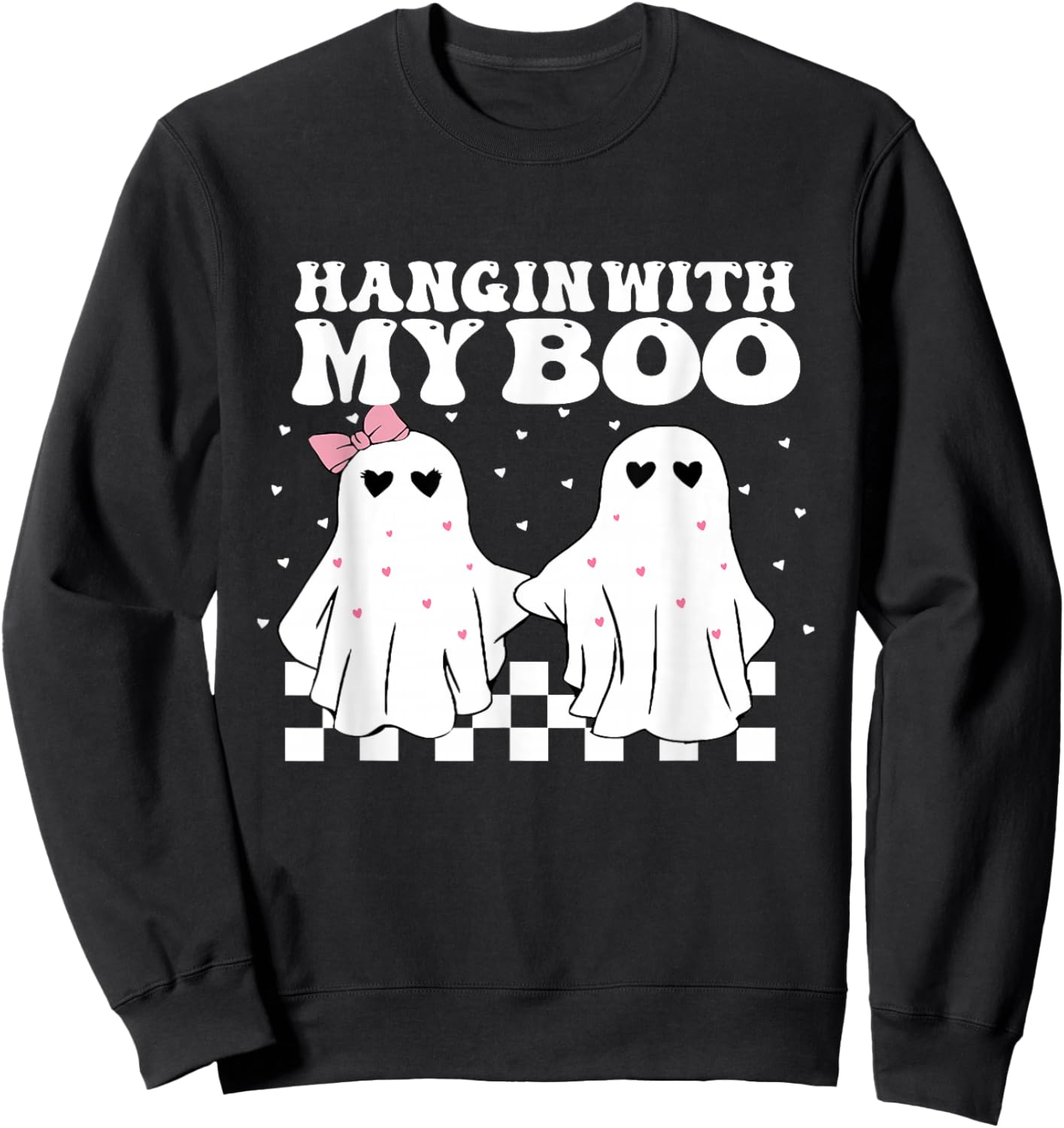 Hangin' With my Boo Couples Halloween Adult Costume His her Sweatshirt - Sweatshirt | Black