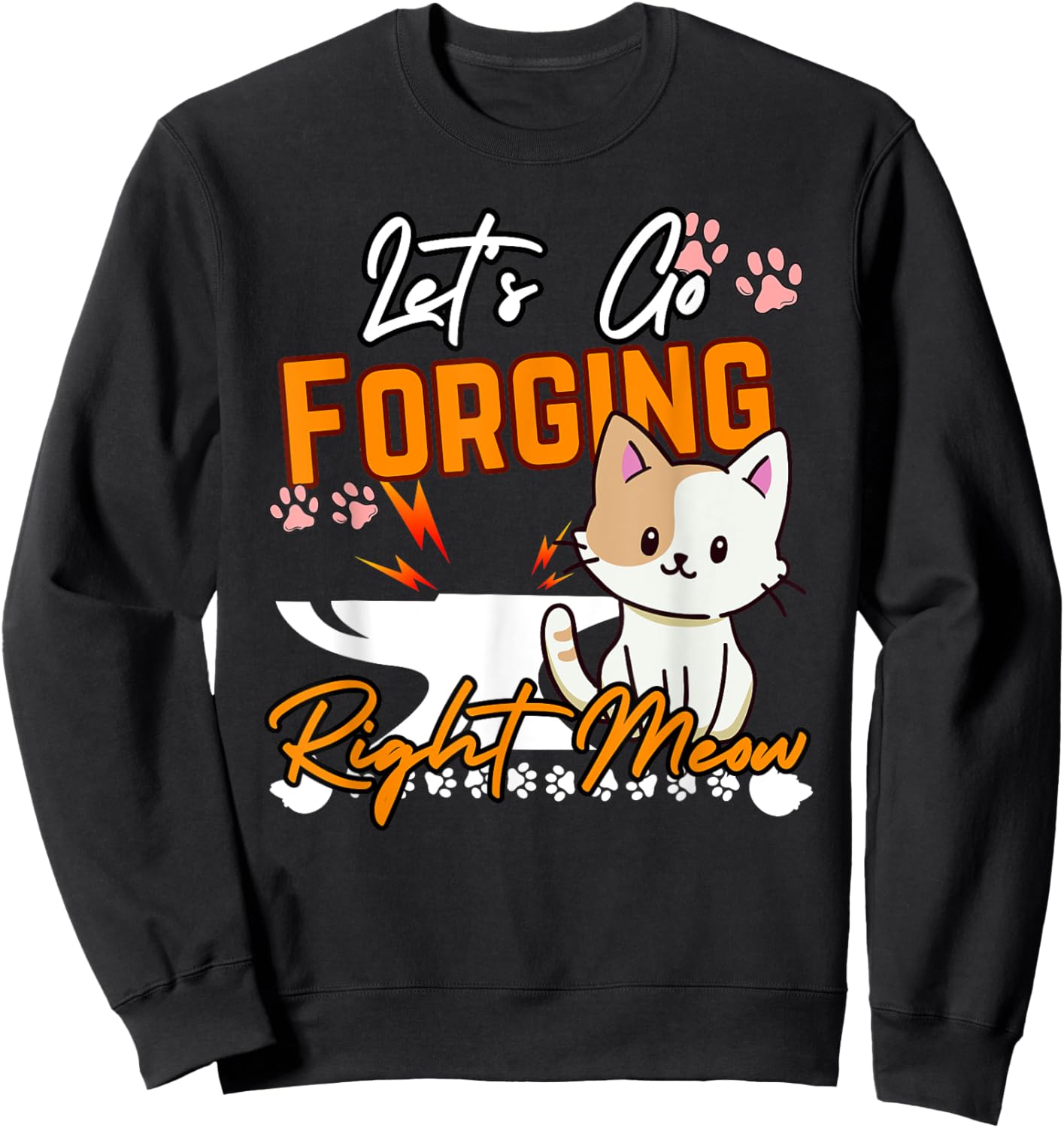 Blacksmithing Cats Right Meow Cat Forge & Forging Blacksmith Women Kids Sweatshirt - Sweatshirt | Black