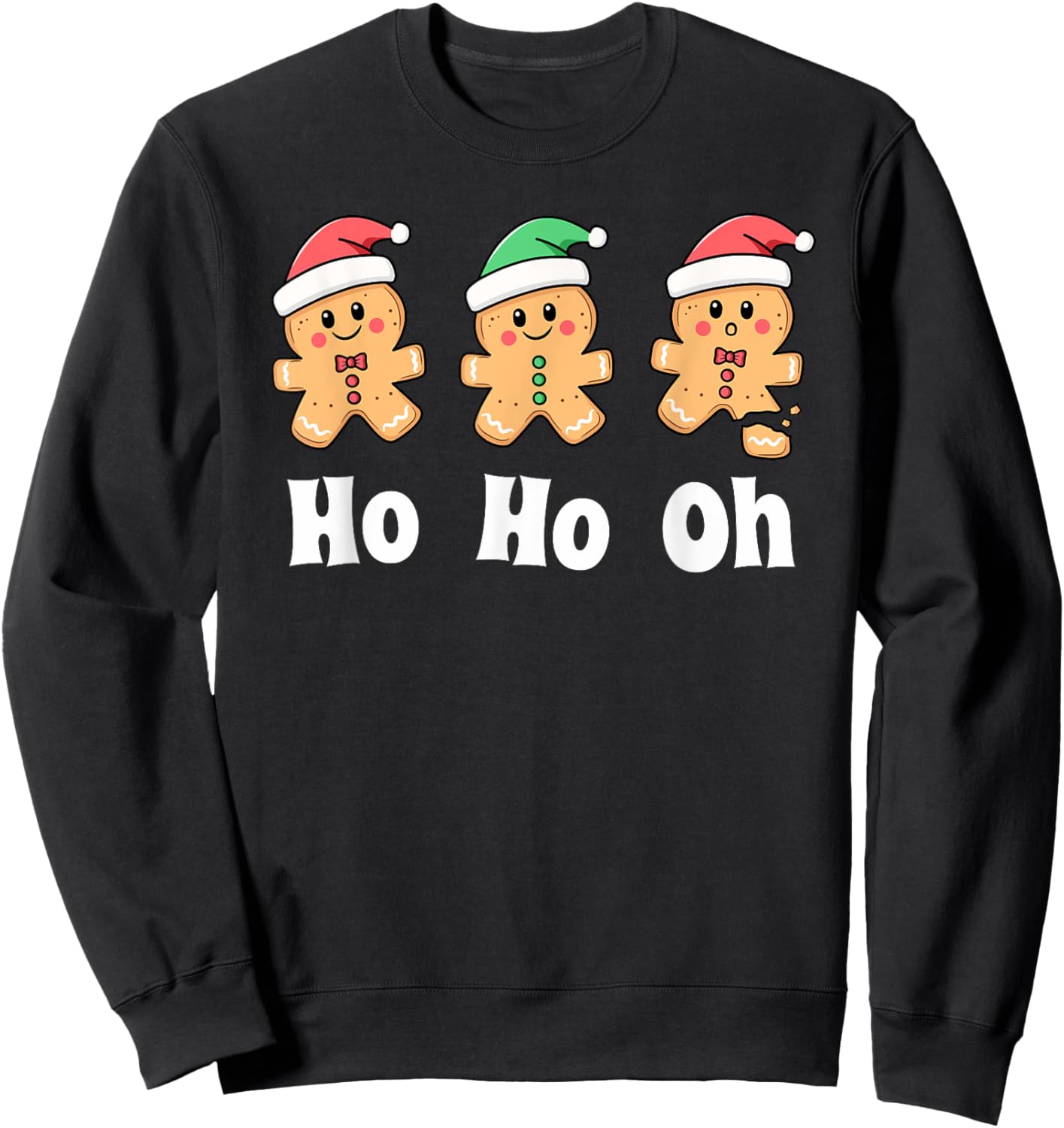 Ho Ho Oh Baking Cookies Funny Kids Christmas Gingerbread Sweatshirt - Sweatshirt | Black