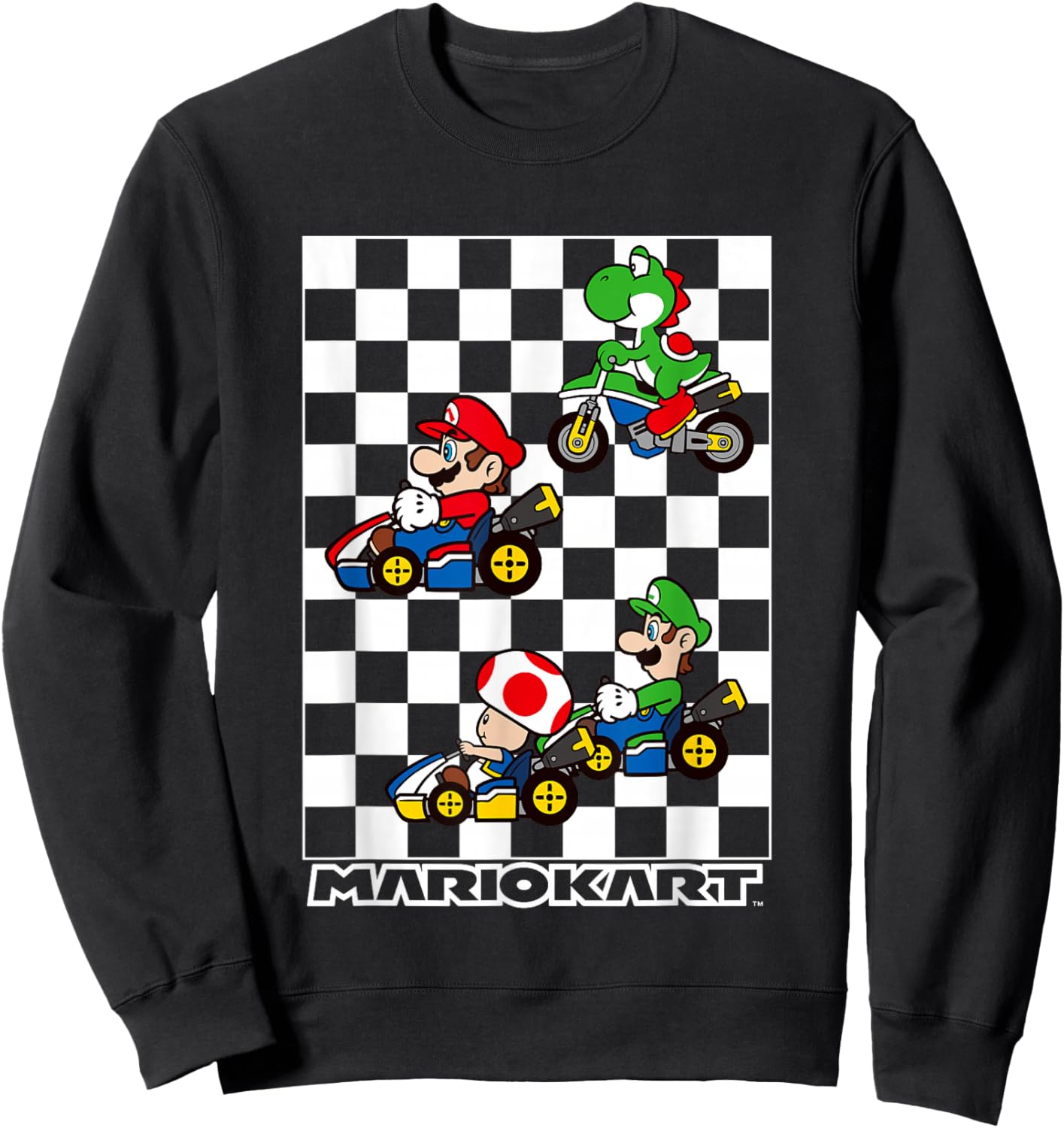 Mario Kart Racing Big Nintendo 4 Character Portrait Sweatshirt - Sweatshirt | Black