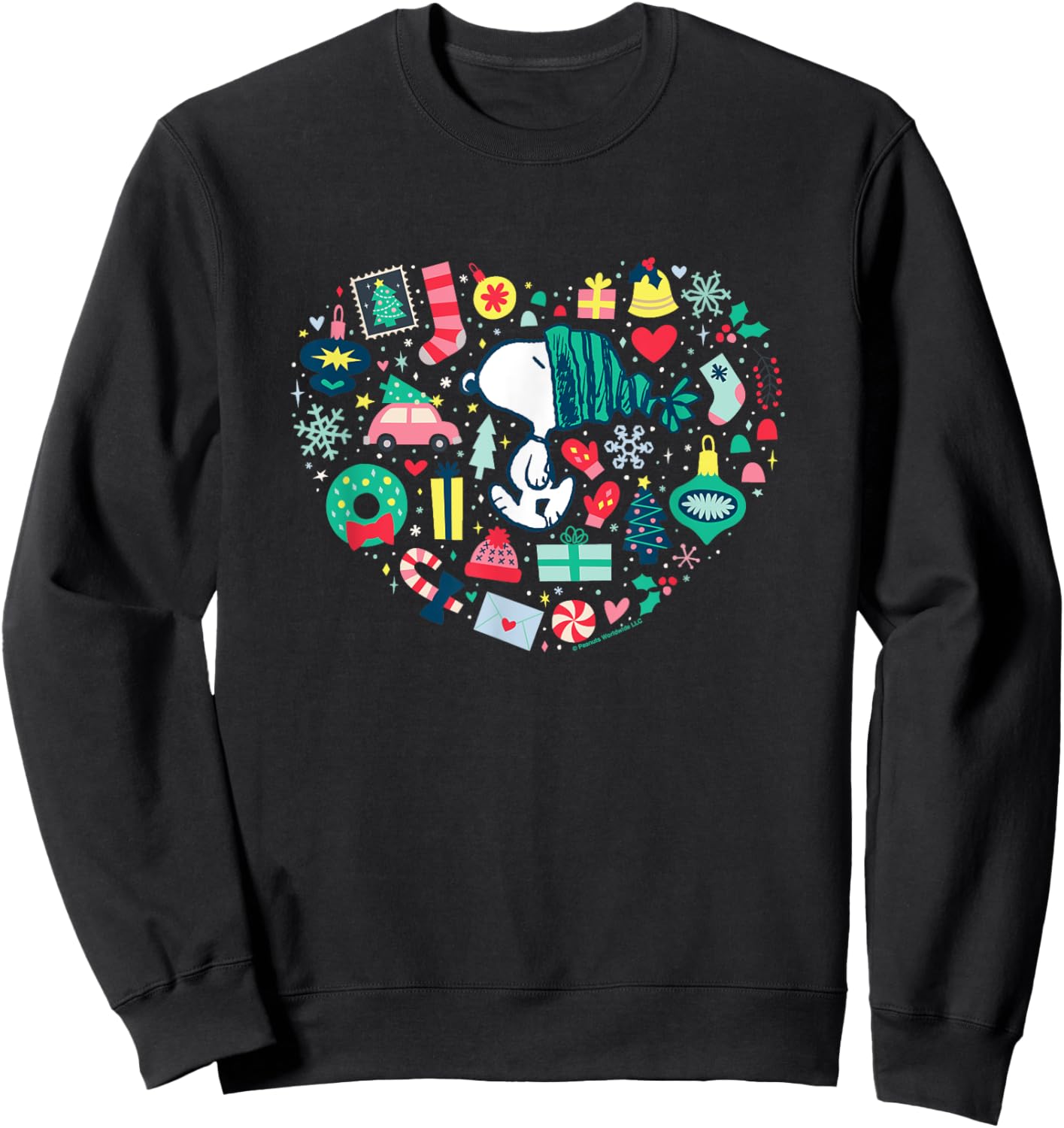 Peanuts Christmas Snoopy Xmas Love Heart Sweatshirt - Sweatshirt | Black
