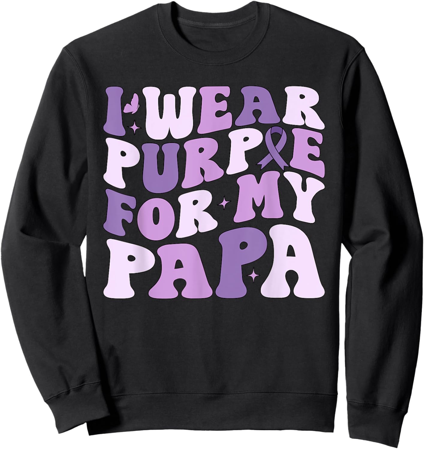 I Wear Purple For My Papa Pancreatic Cancer Awareness Kids Sweatshirt - Sweatshirt | Black