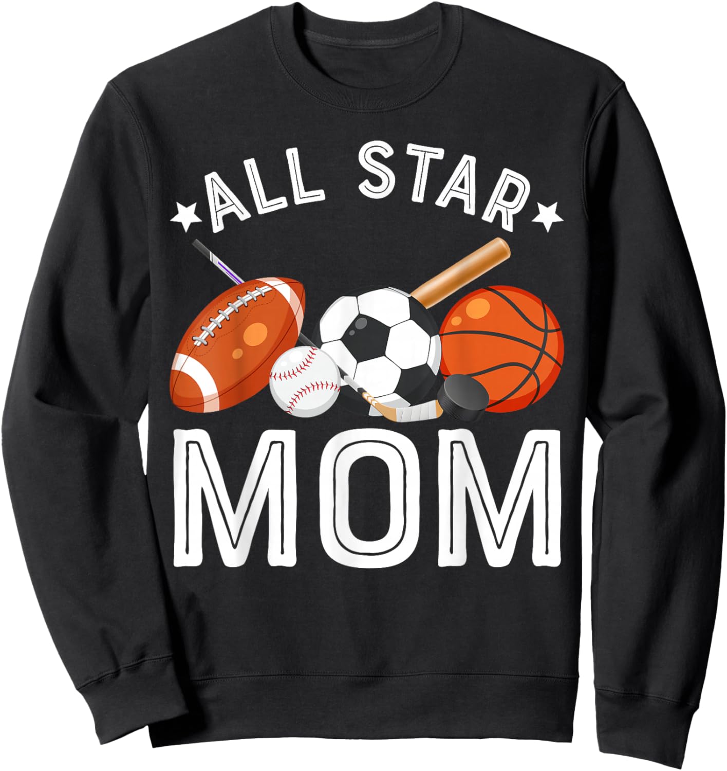 All Star Mom Of The Birthday Boy Basketball Soccer Sport Sweatshirt - Sweatshirt | Black