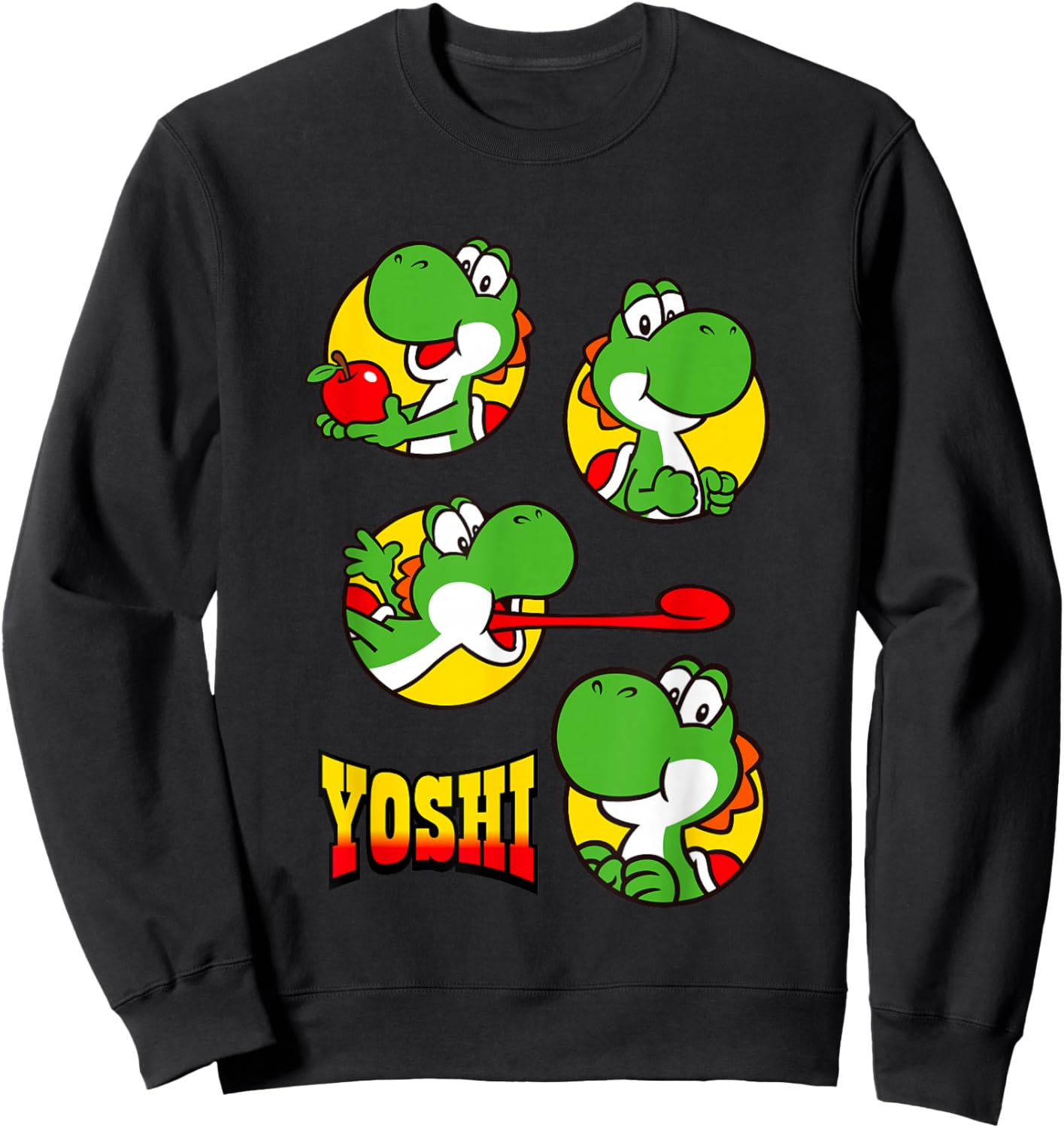 Super Mario Bros Yoshi Big Snack Bubble Portraits Sweatshirt - Sweatshirt | Black