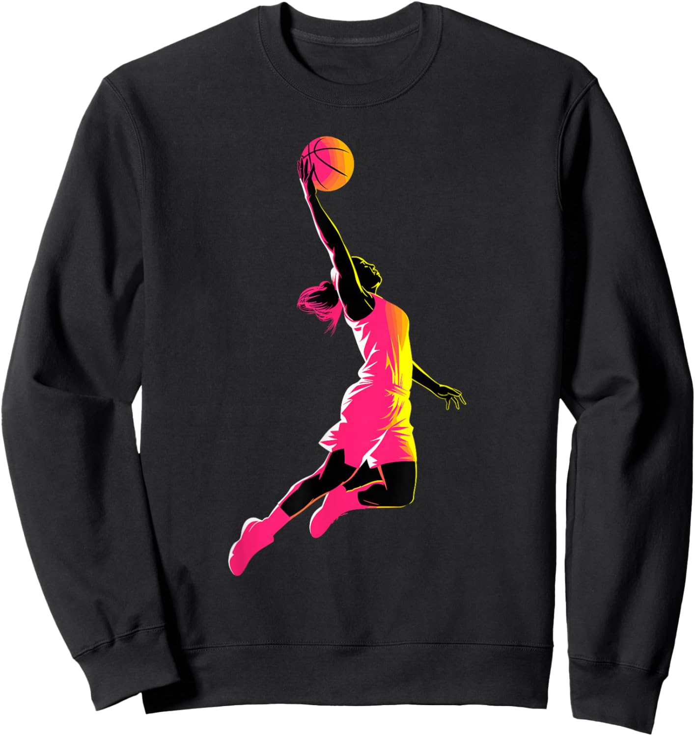 Basketball Player Dunking | Women Basketball Sweatshirt - Sweatshirt | Black