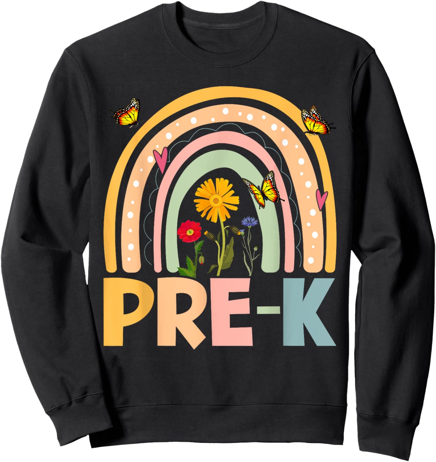 Wildflower Pre-K Preschool Team Floral Teacher Girls Sweatshirt - Sweatshirt | Black