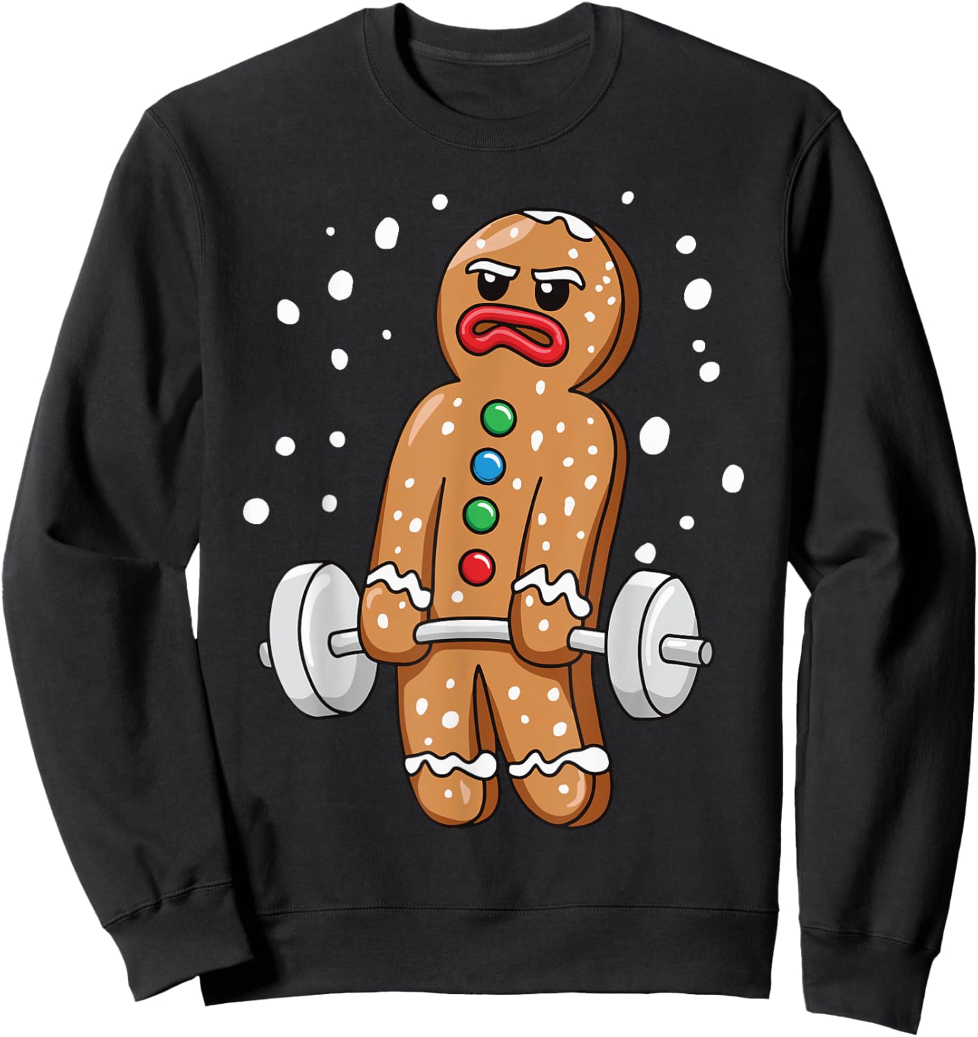 Gingerbread Weightlifting Workout Bodybuilding Sweatshirt - Sweatshirt | Black
