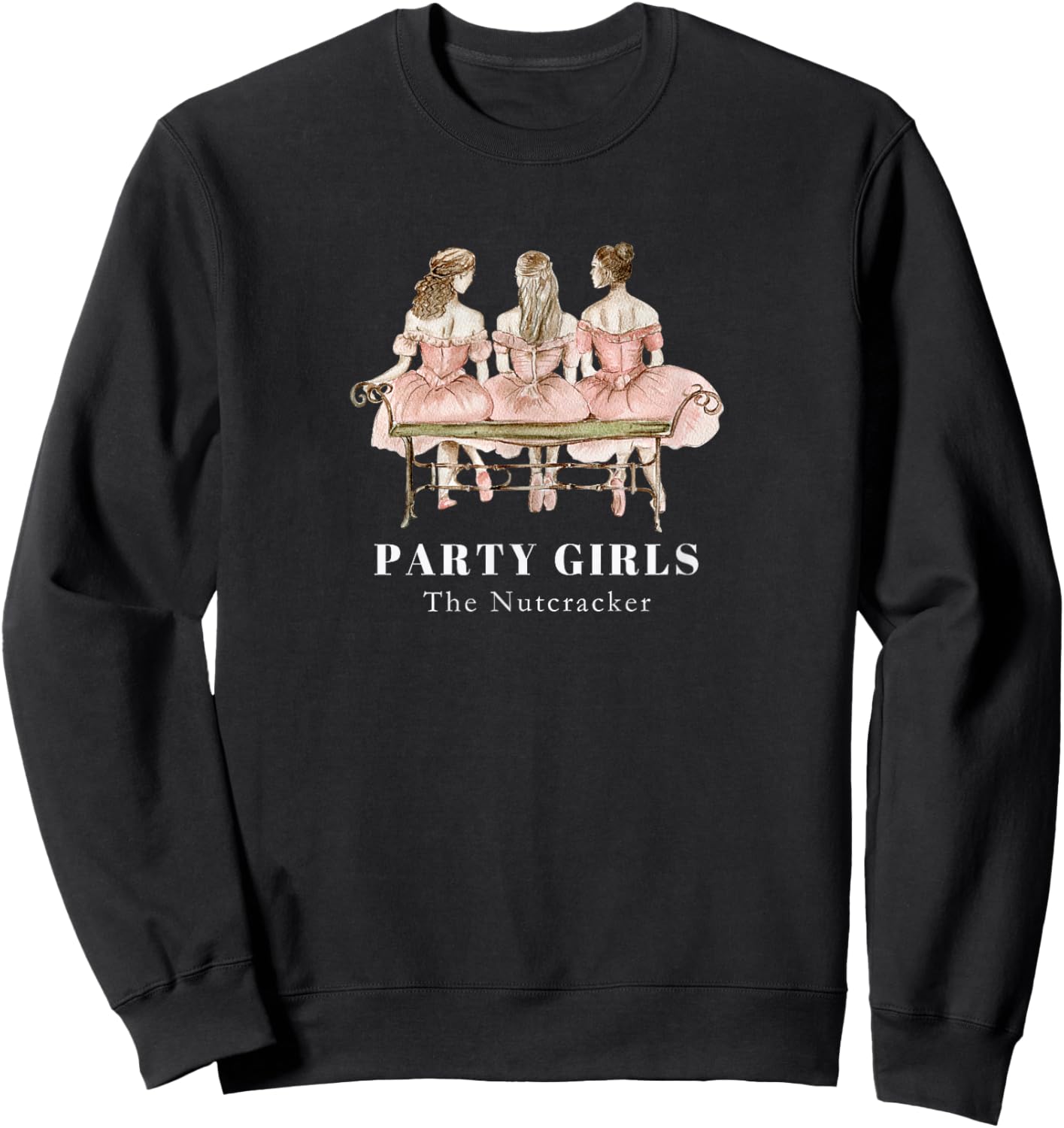 Nutcracker Party Girls Scene Christmas Ballet Dancer Graphic Sweatshirt - Sweatshirt | Black
