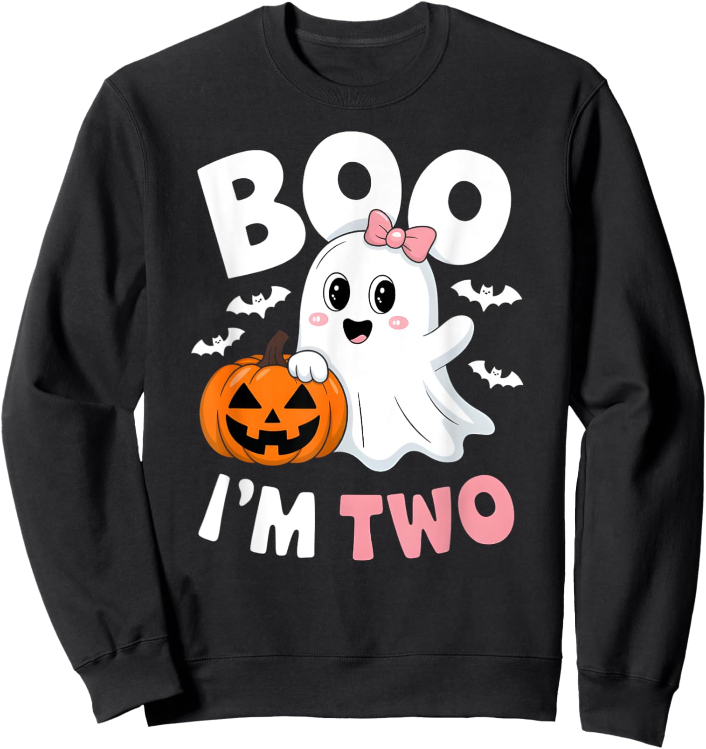 Funny Ghost Boo I'm Two Years 2nd Birthday Toddler Halloween Sweatshirt - Sweatshirt | Black