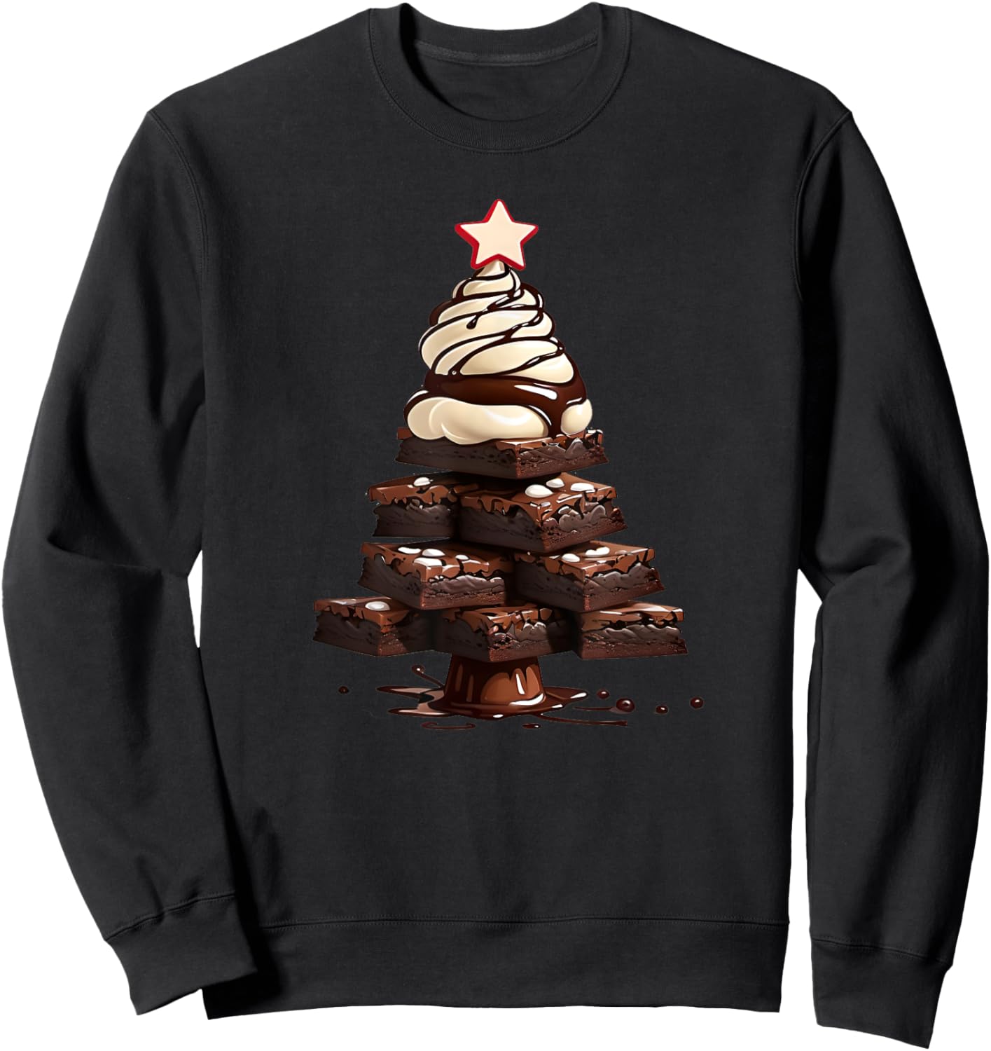 Hot Fudge Brownie Sundae Christmas Tree Sweatshirt - Sweatshirt | Black