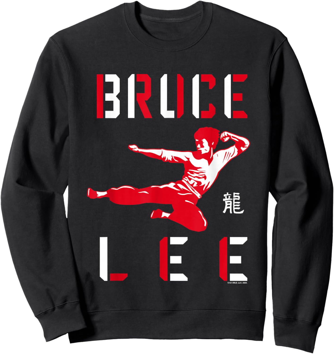 Bruce Lee Flying Kick Shadowed Face Shot Sweatshirt - Sweatshirt | Black