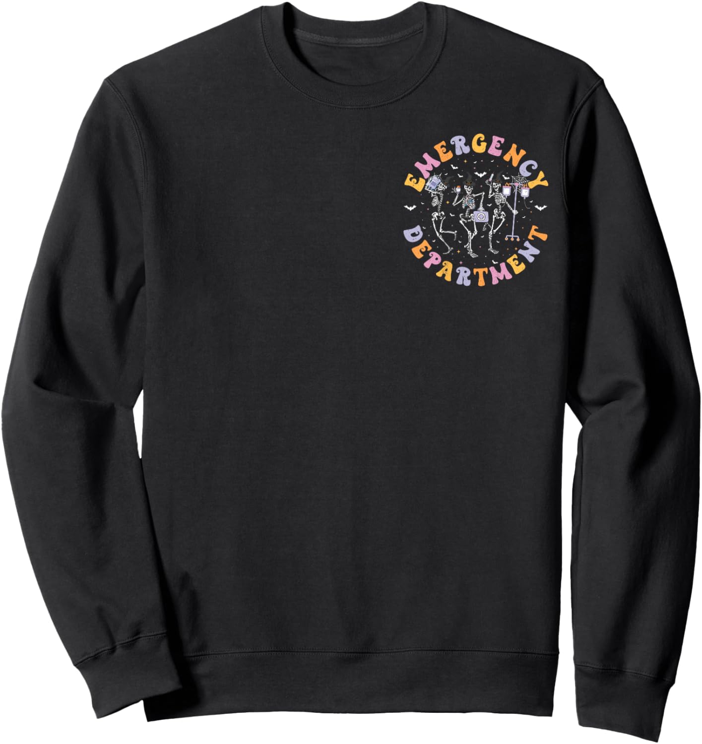 Emergency Department Halloween Skeleton ER Nurse Halloween Sweatshirt - Sweatshirt | Black