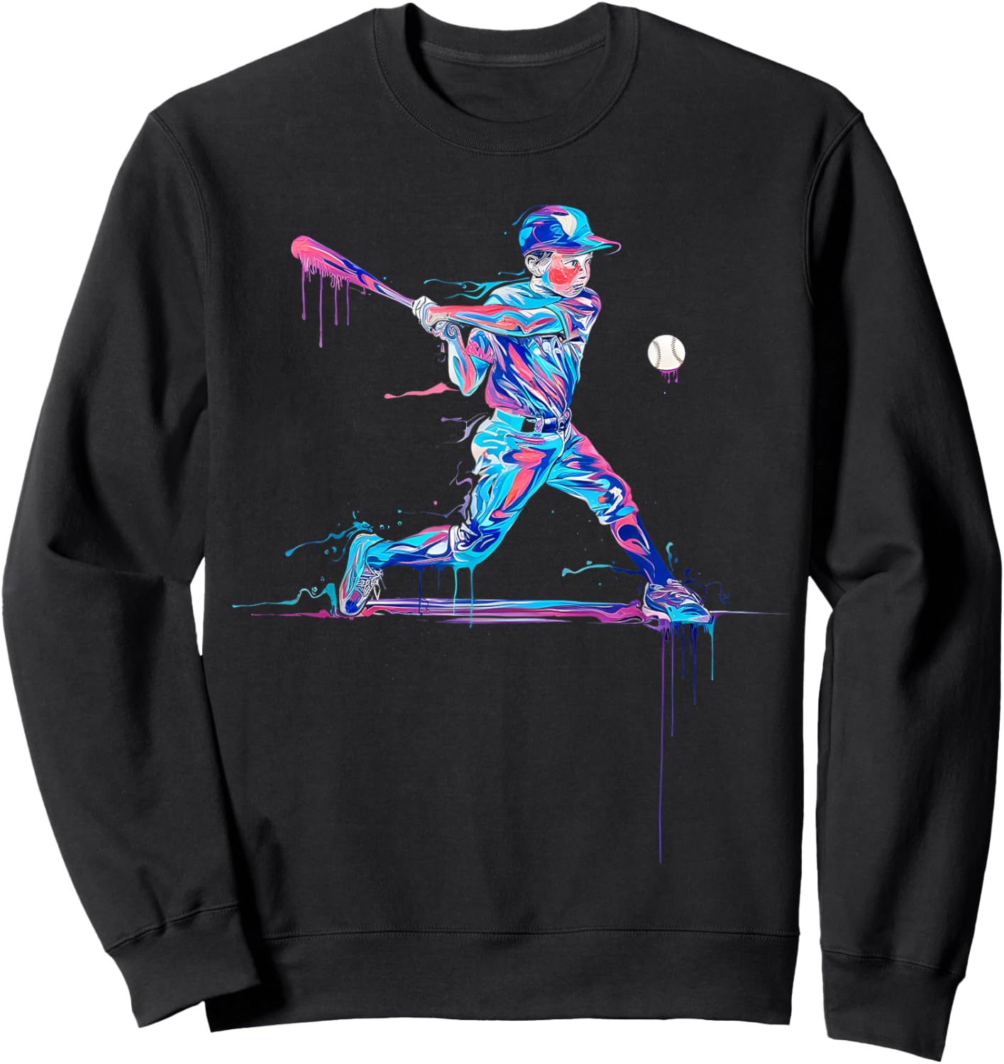 Boys Baseball Player Baseball Drip For Boys Ice Cream Sweatshirt - Sweatshirt | Black
