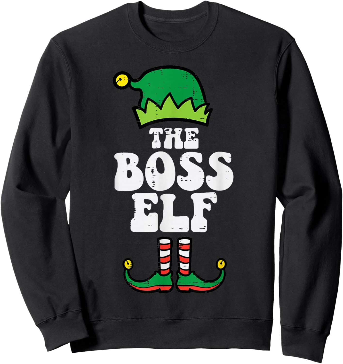 Christmas Boss Elf Xmas Family Group Matching Men Women Kids Sweatshirt - Sweatshirt | Black