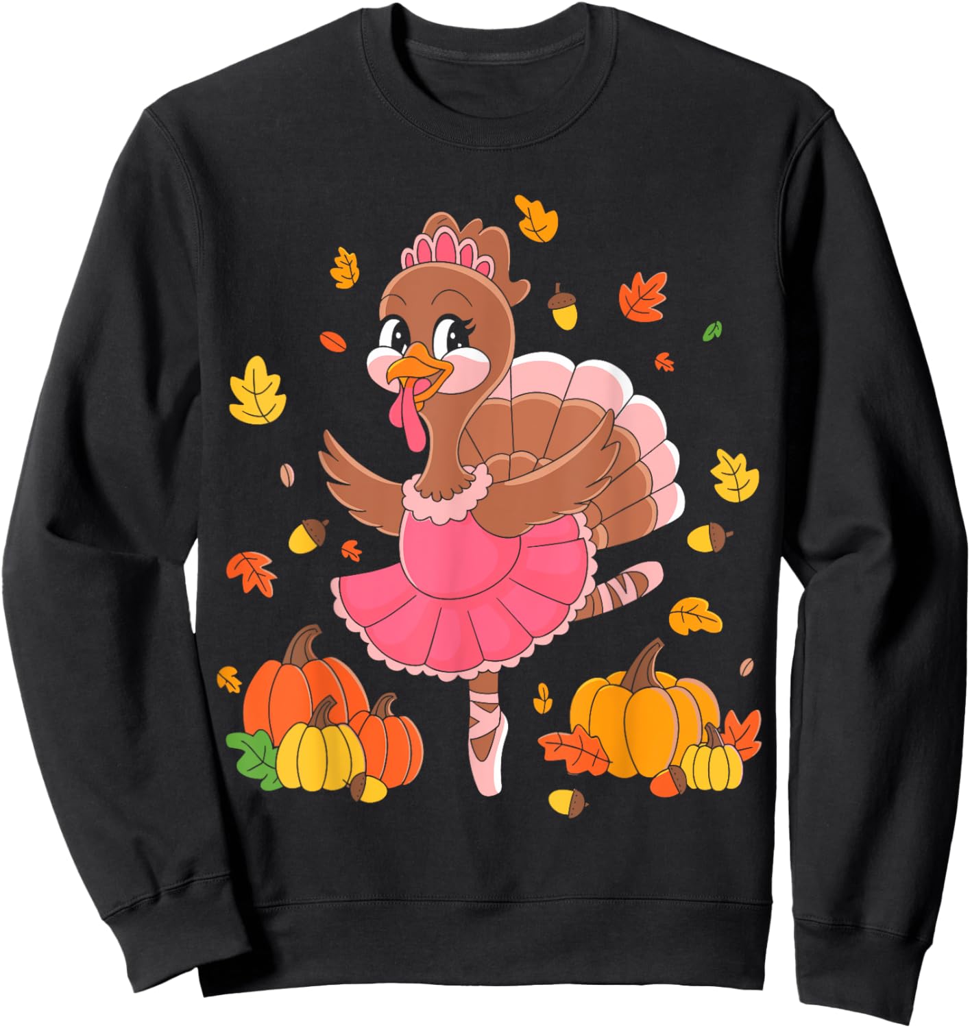 Turkey Dancing Ballet Lover Dancer Thanksgiving For Girls Sweatshirt - Sweatshirt | Black