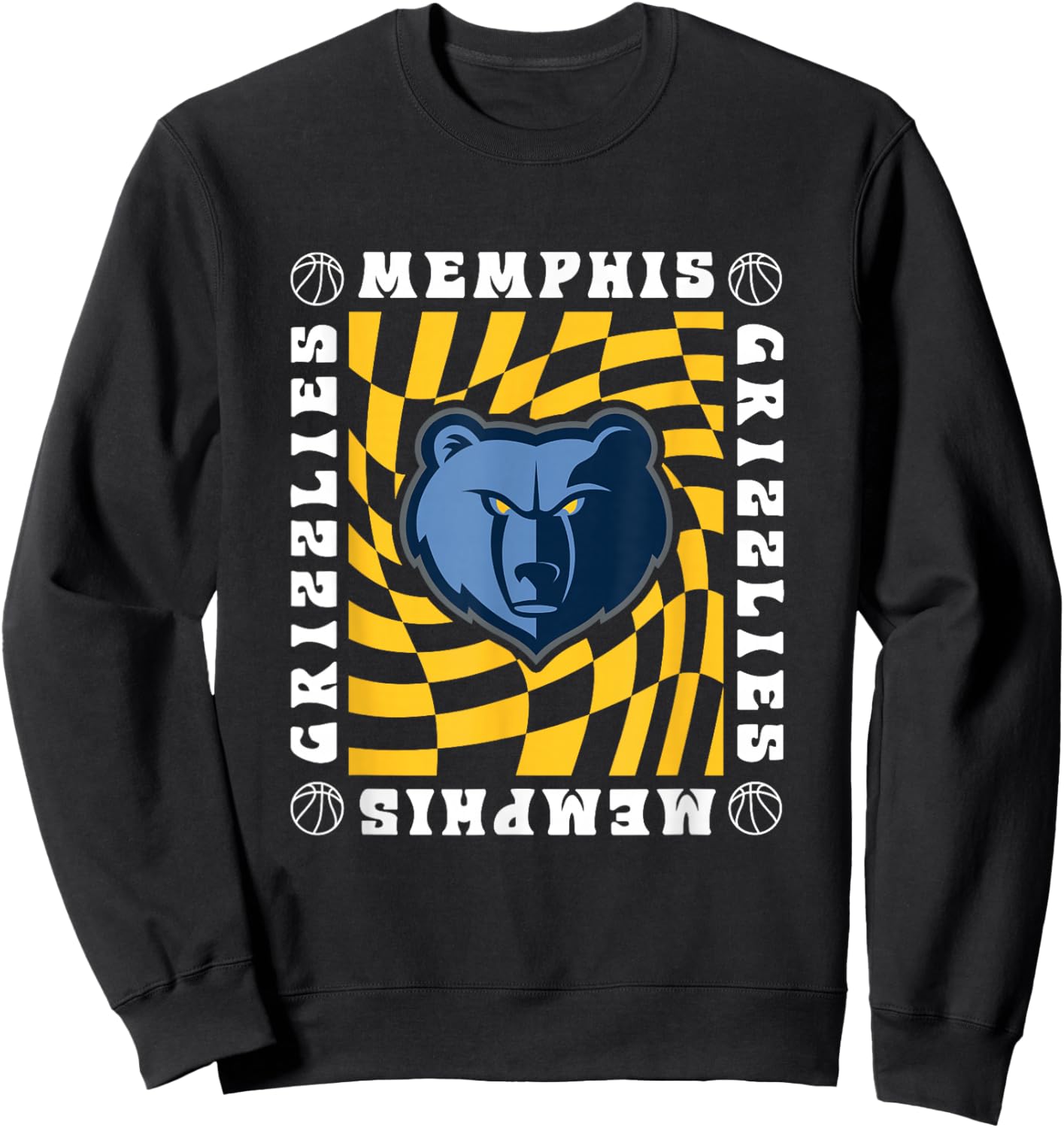 NBA Memphis Grizzlies Retro Checkerboard Wave Sweatshirt - Sweatshirt | Black