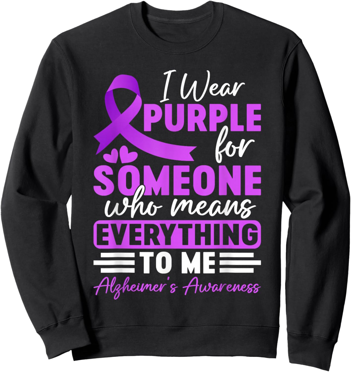 Alzheimer Frontotemporal Dementia Purple Ribbon Memory Loss Sweatshirt - Sweatshirt | Black