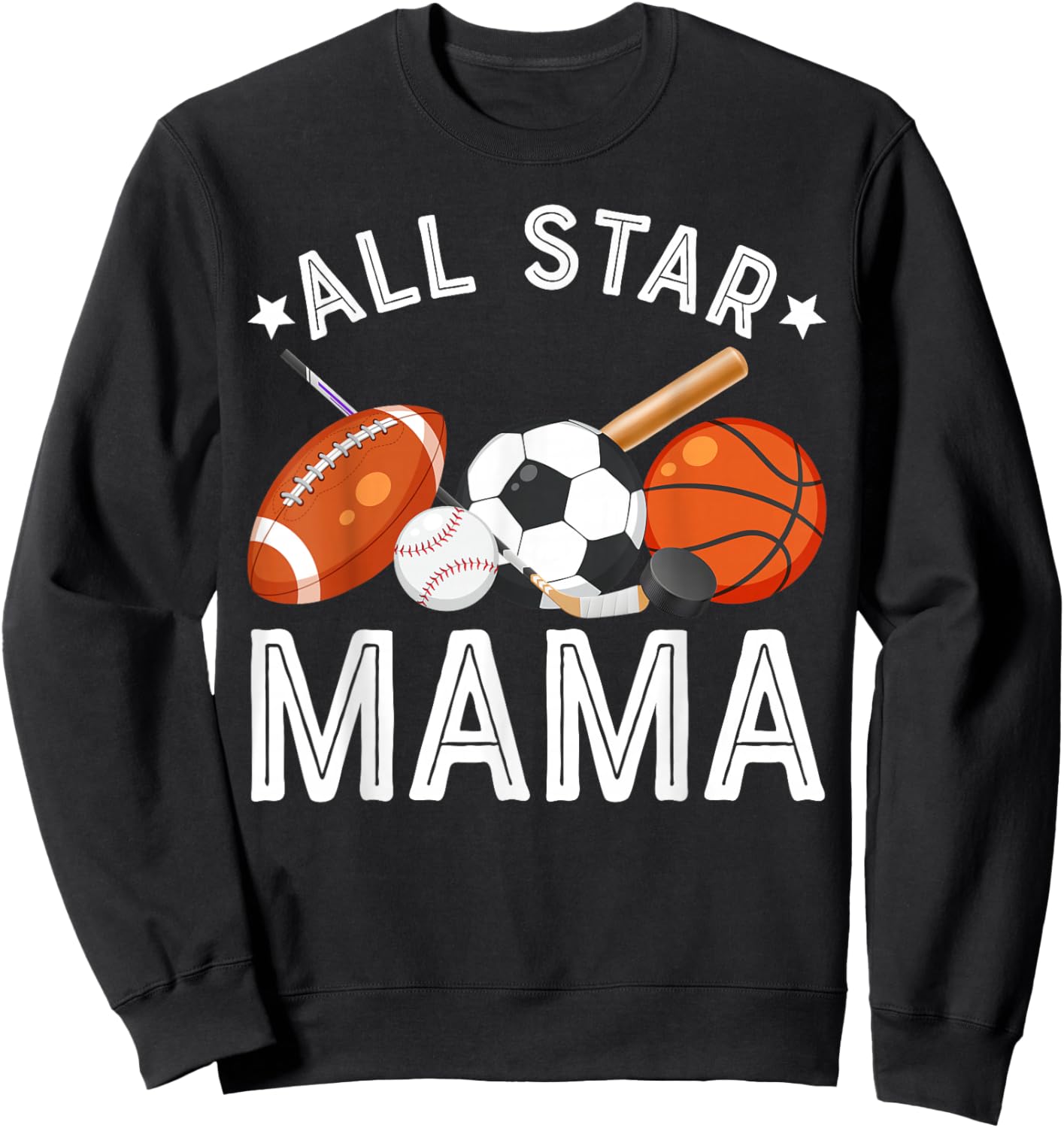 All Star Mama of The Birthday Boy Basketball Soccer Sport Sweatshirt - Sweatshirt | Black