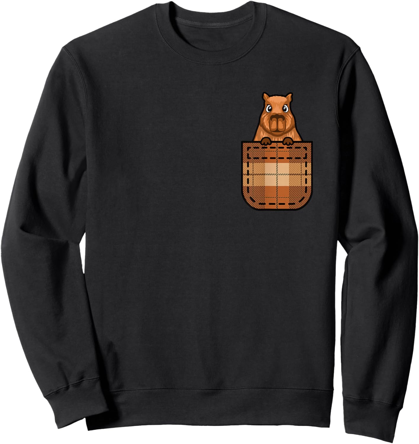 Funny Capybara Pocket Capybara Lover Men Women Kids Sweatshirt - Sweatshirt | Black
