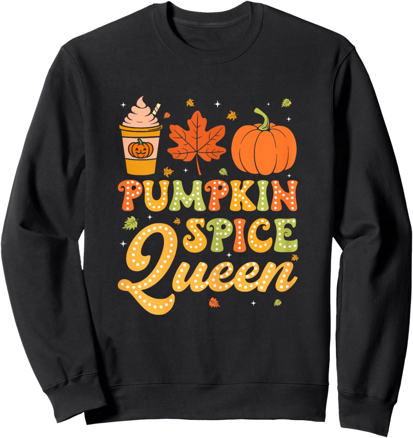 Groovy Pumpkin Spice Queen Halloween Thanksgiving Fall Girls Sweatshirt - Sweatshirt | Black