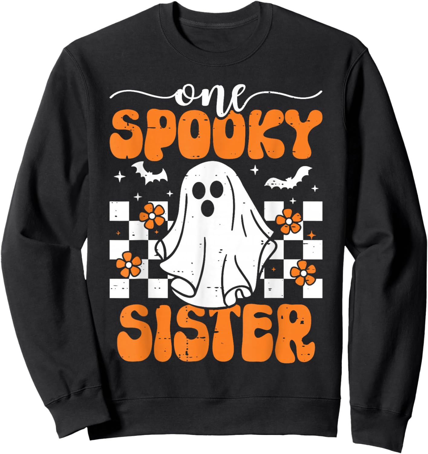 One Spooky Sister Matching Family Halloween Costumes Sweatshirt - Sweatshirt | Black