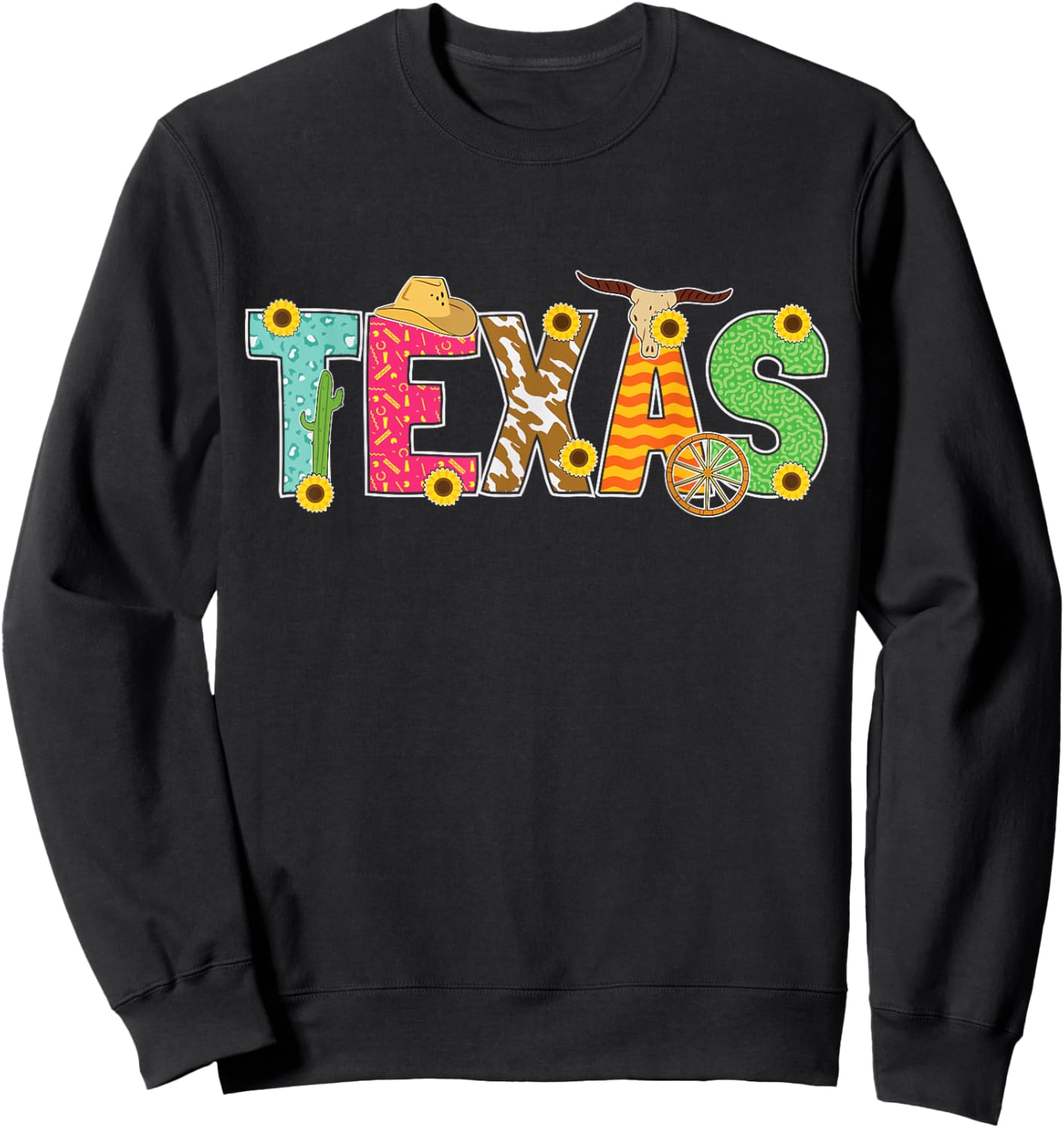 Texas Gift Cool Cactus Proud Texas Gift Western Bull Riding Sweatshirt - Sweatshirt | Black